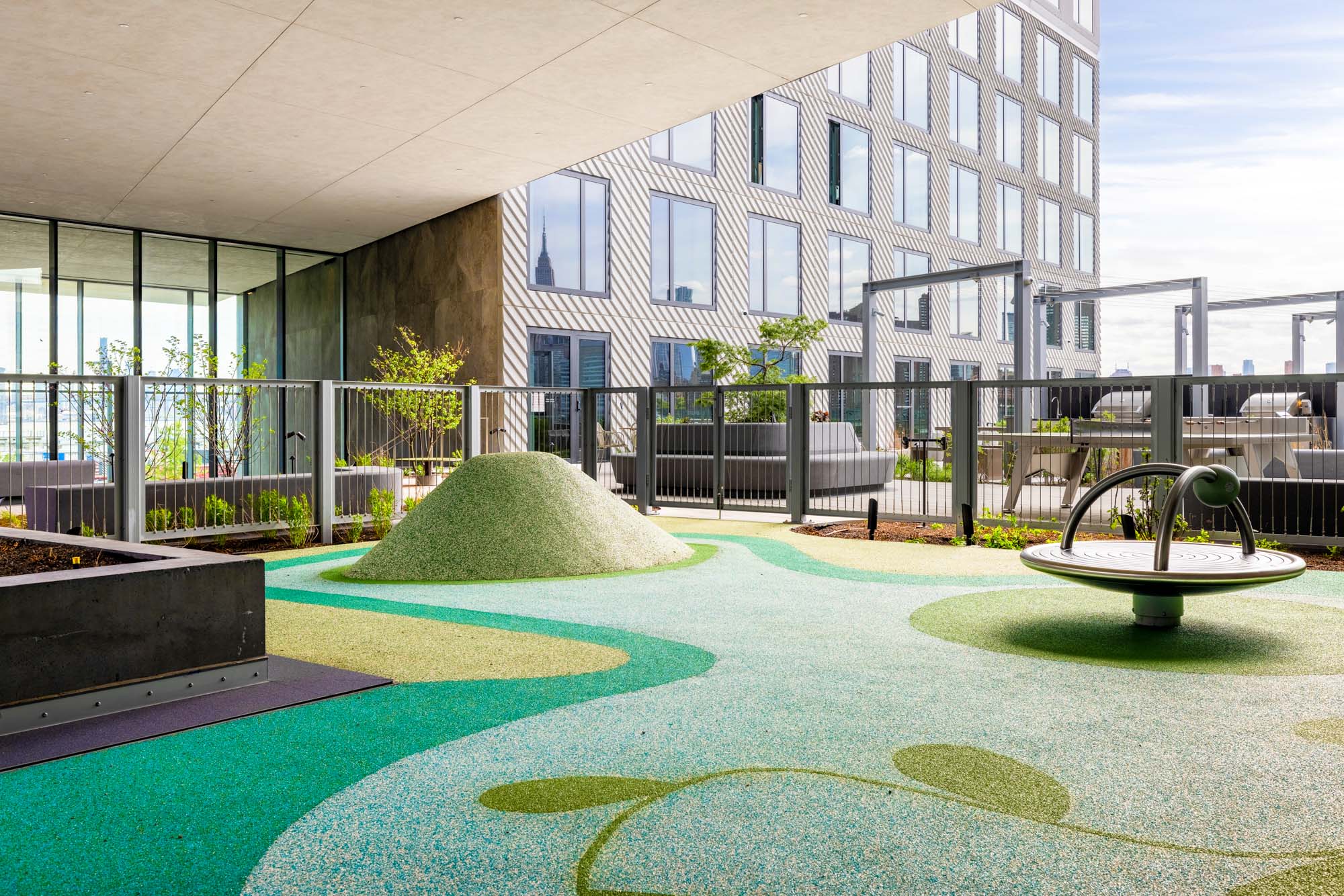 The playground at Eagle + West apartments in Greenpoint Landing in Brooklyn, New York.