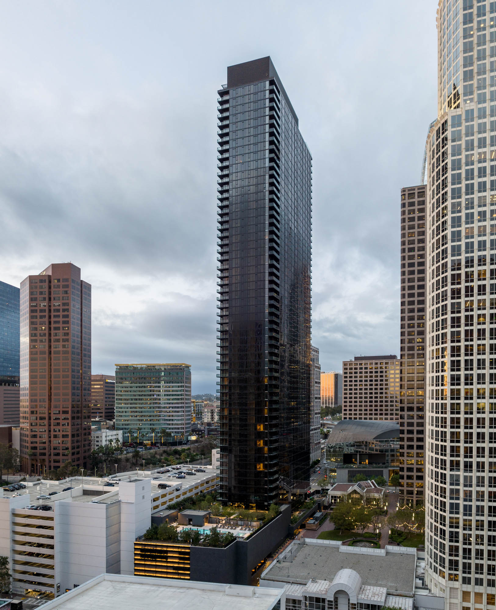 The exterior of Beaudry apartments in downtown Los Angeles.