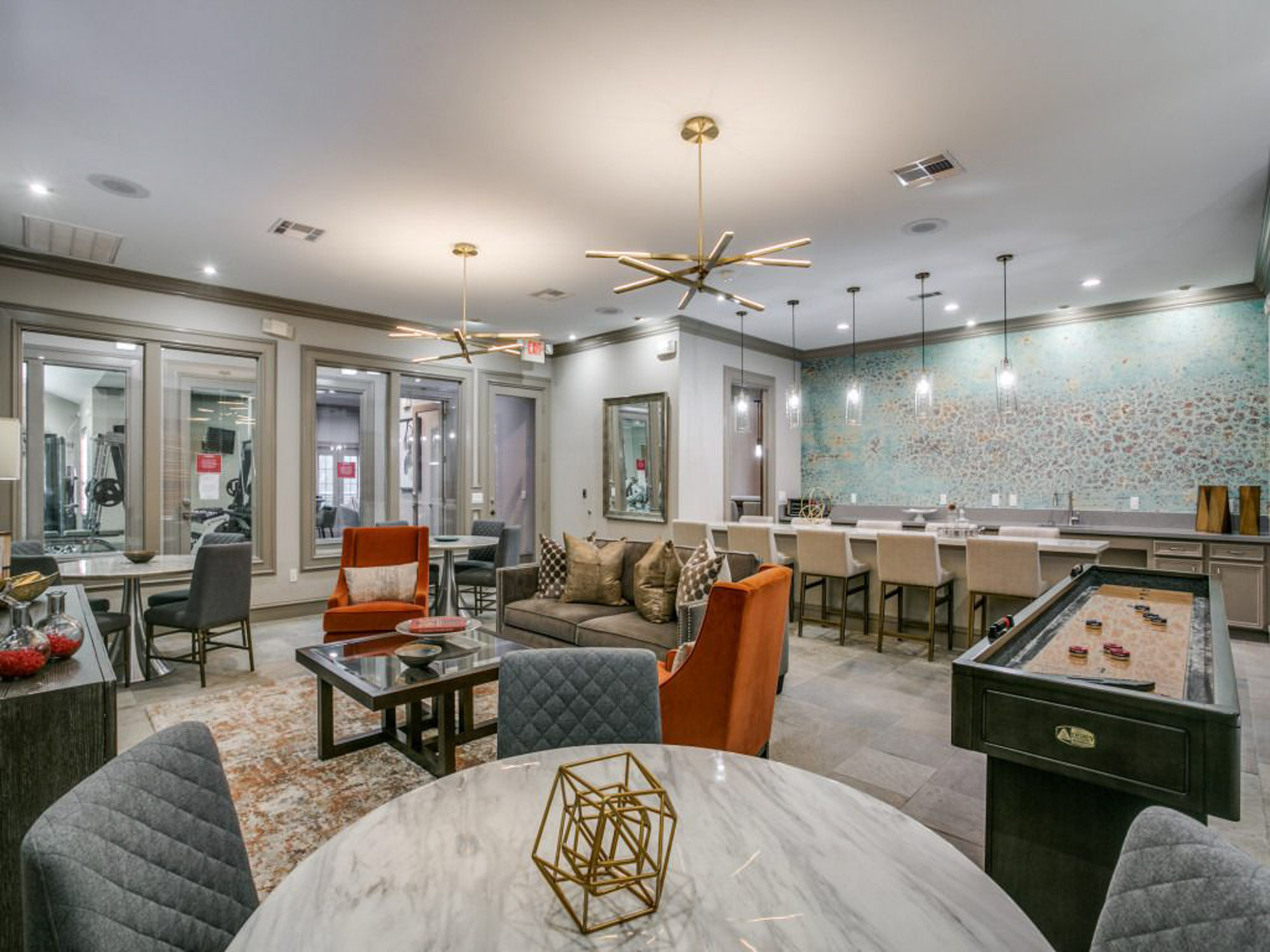 The club room at Village on Memorial townhomes in Houston, TX.