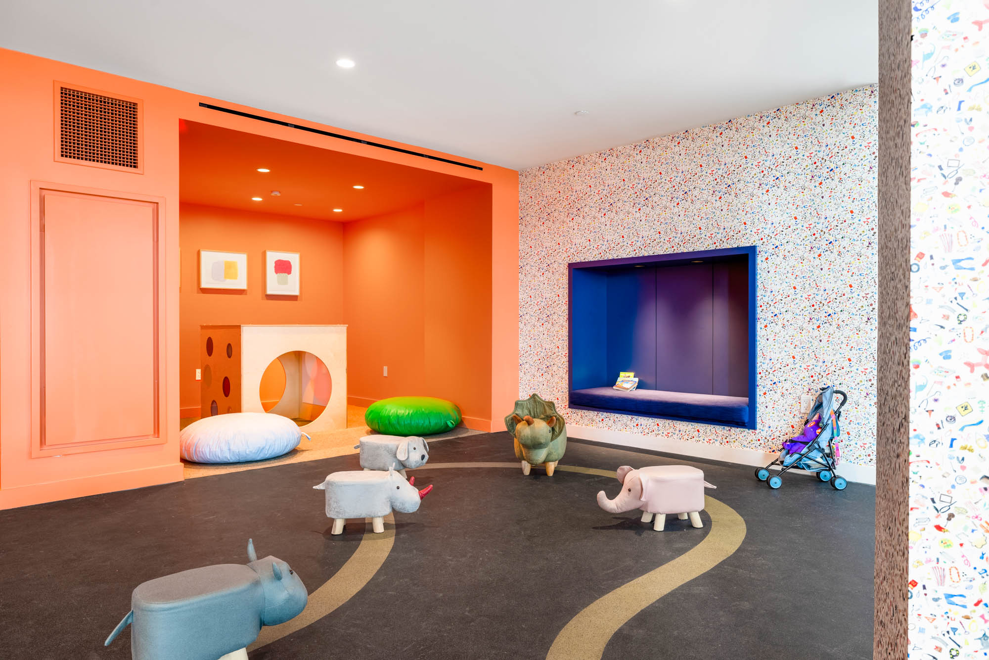 The play room at Eagle + West apartments in Greenpoint Landing in Brooklyn, New York.