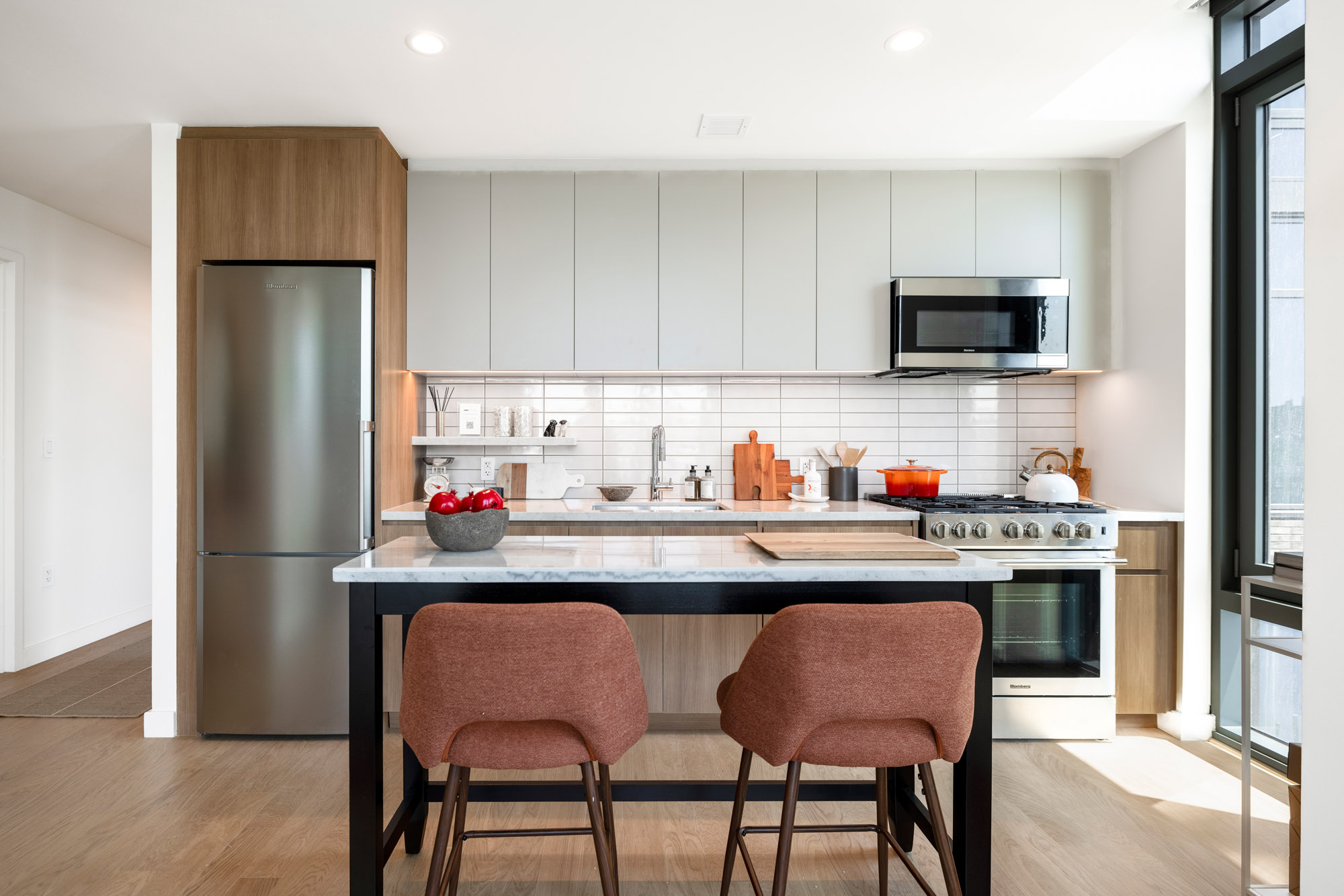 A kitchen at Lincoln at Bankside in the Bronx, NY.