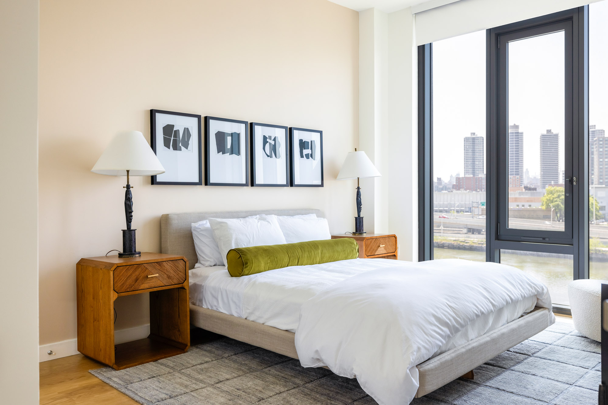 A bedroom at Lincoln at Bankside in the Bronx, NY.