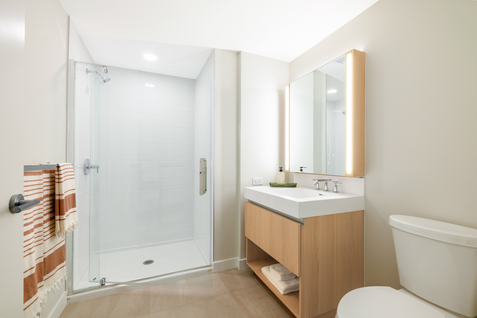 The bathroom in a Vela apartment in The Yards in Washington, DC.