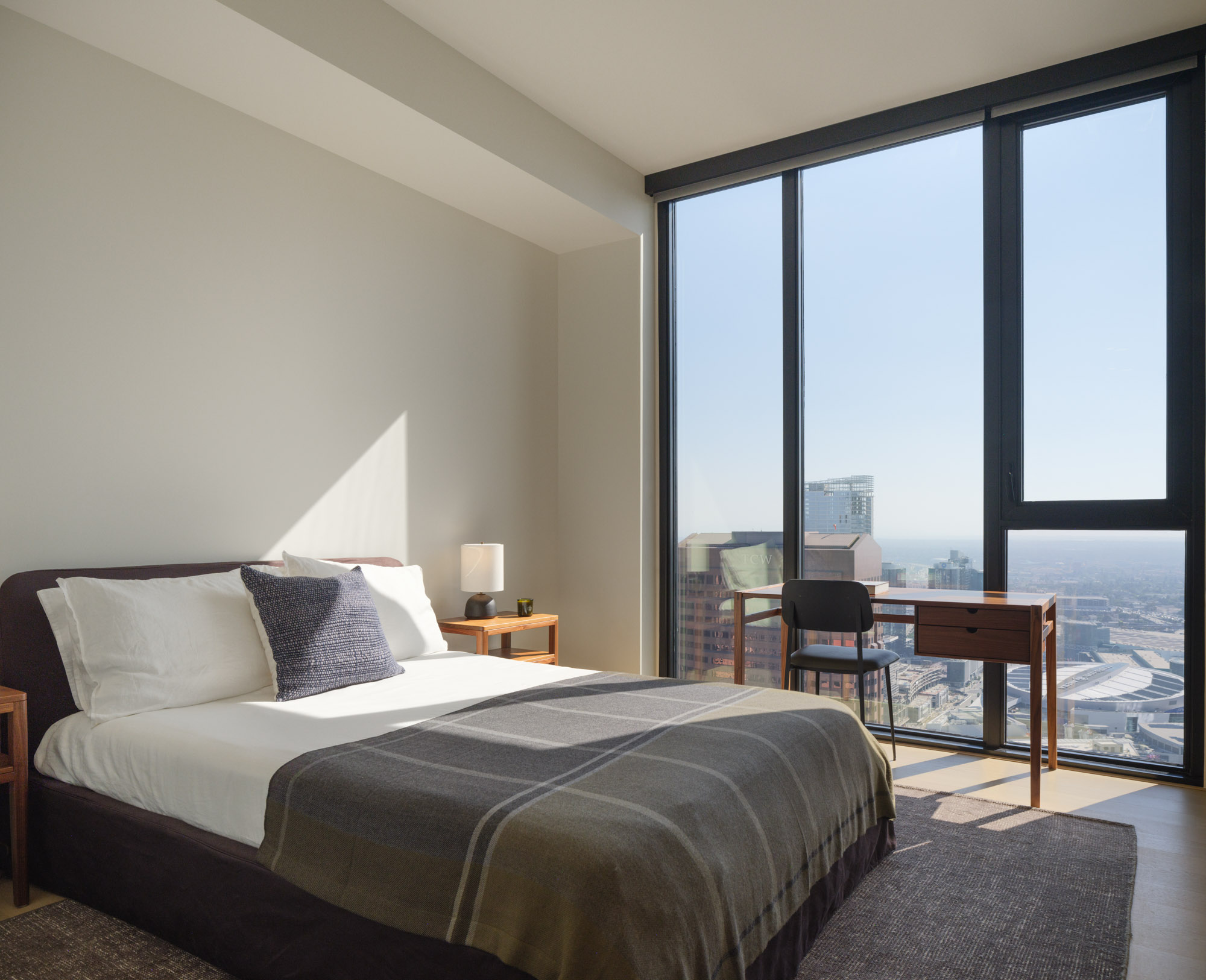 The bedroom in a Beaudry apartment in downtown Los Angeles.