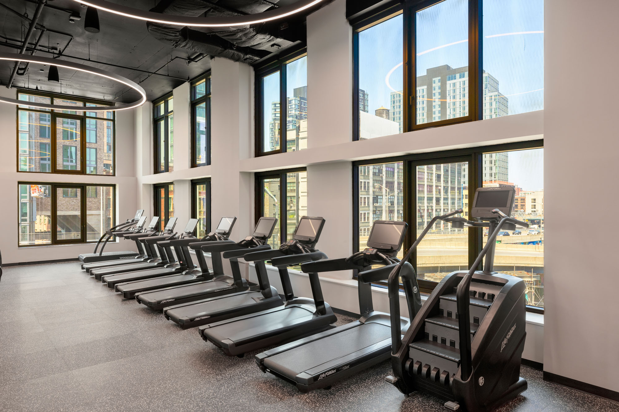 The fitness center at Lincoln at Bankside in the Bronx, NY.