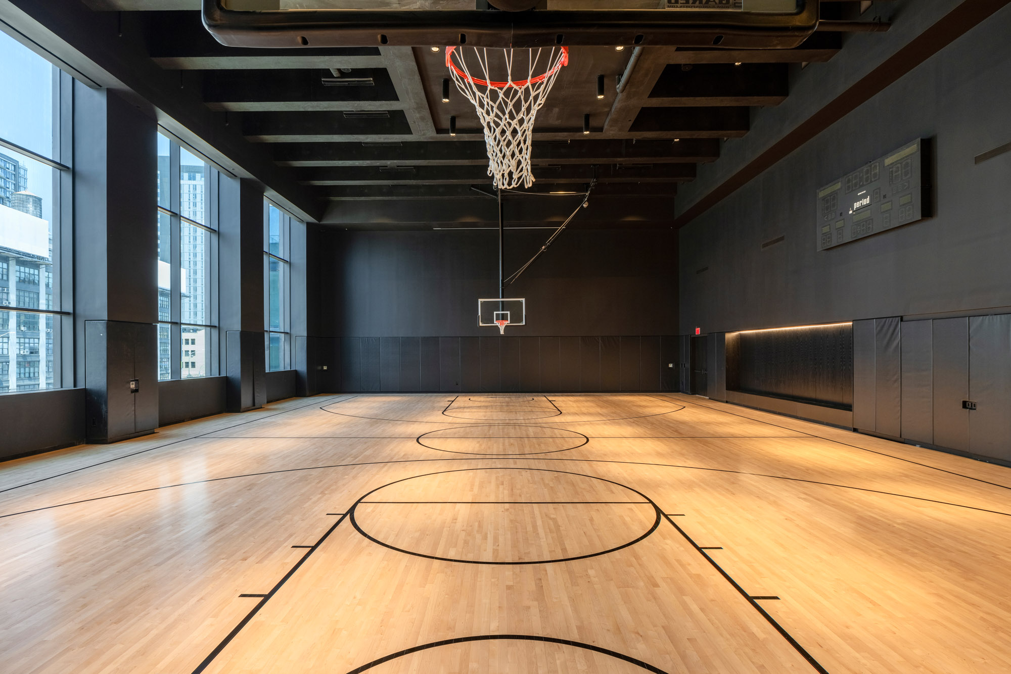 The basketball court at Lincoln at Bankside in the Bronx, NY.