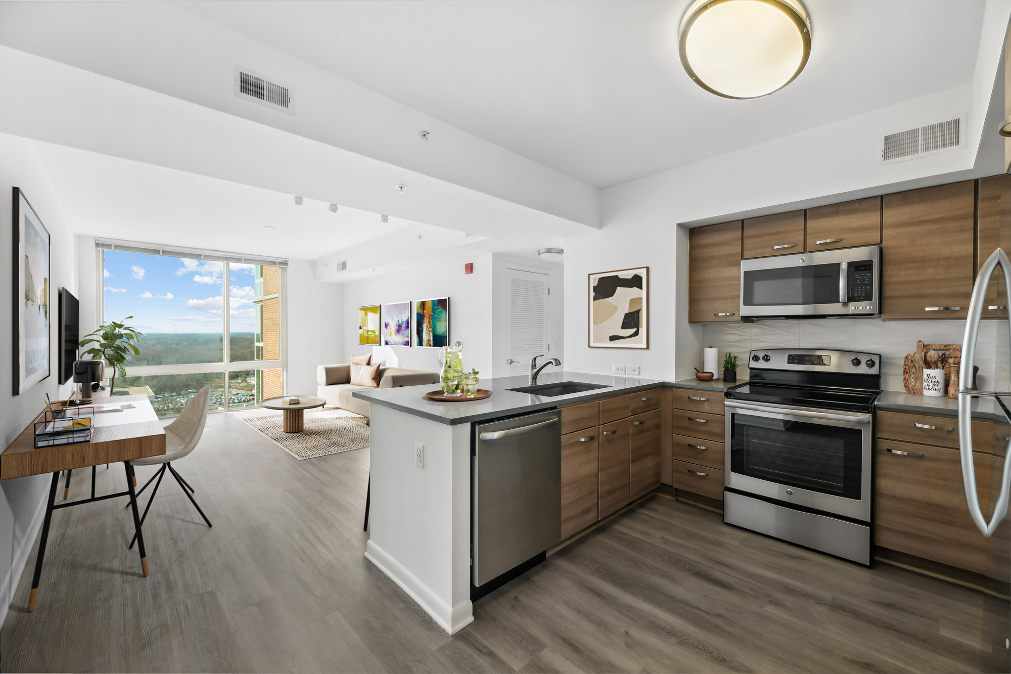 Living space at 8421 Broad apartments in McLean, Virginia.