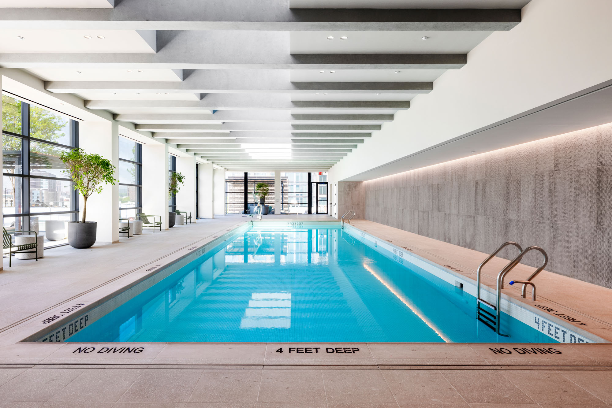 The indoor pool at Lincoln at Bankside in the Bronx, NY.