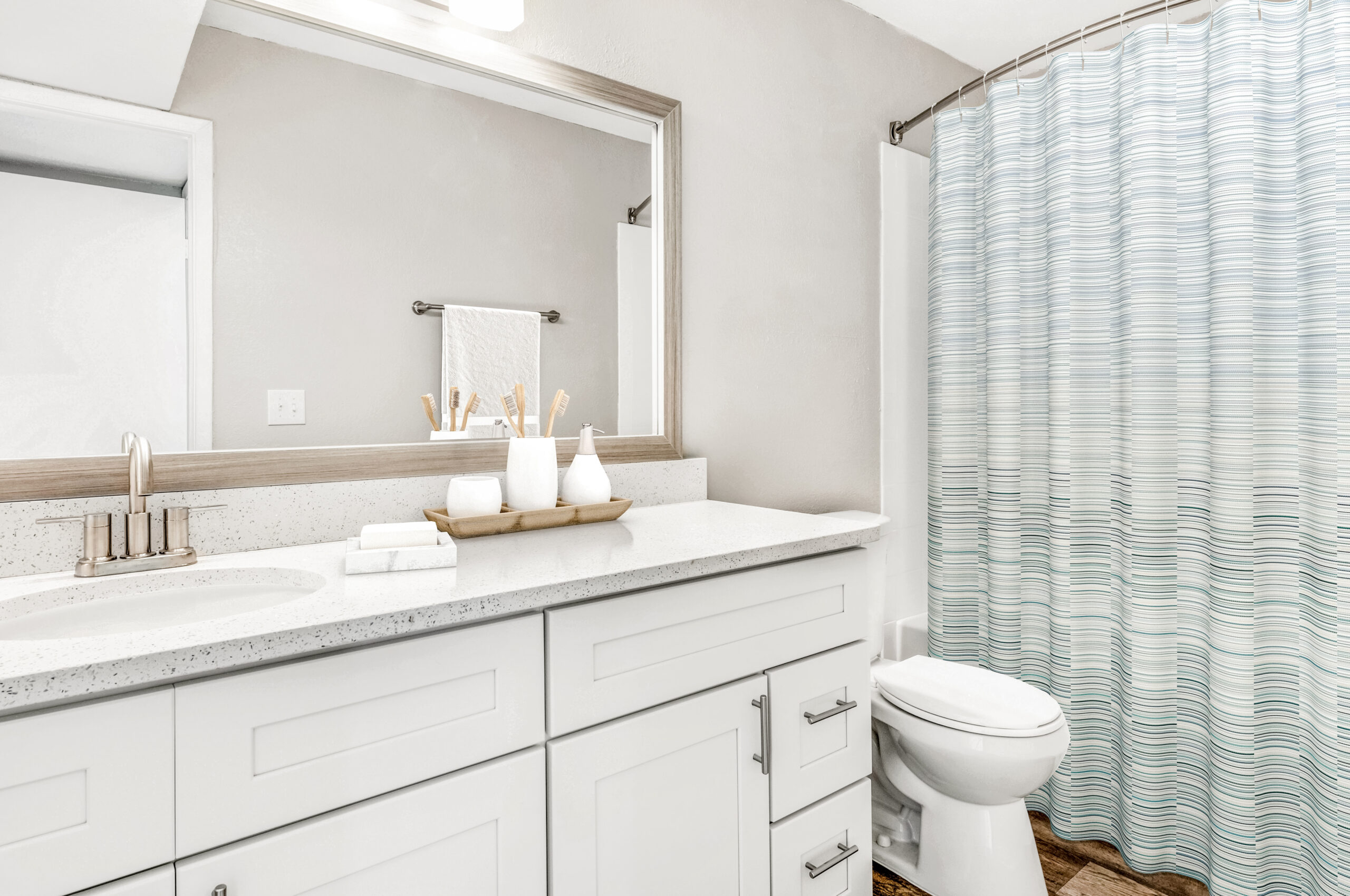 A bathroom at Brookwood Club apartments in Jacksonville, FL.