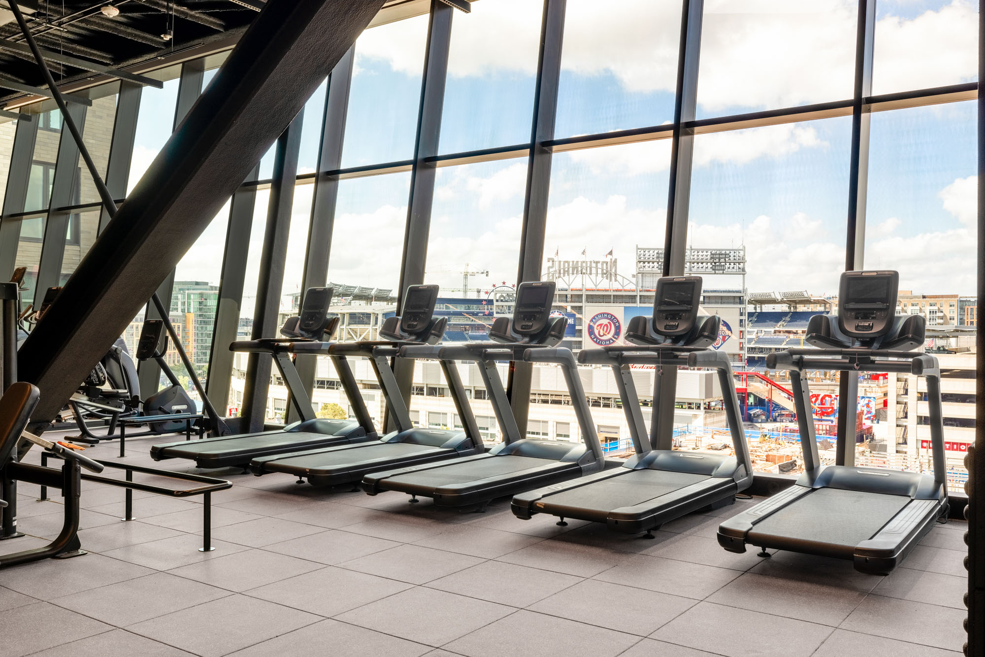 The fitness center at Vela apartments in The Yards in Washington, DC.