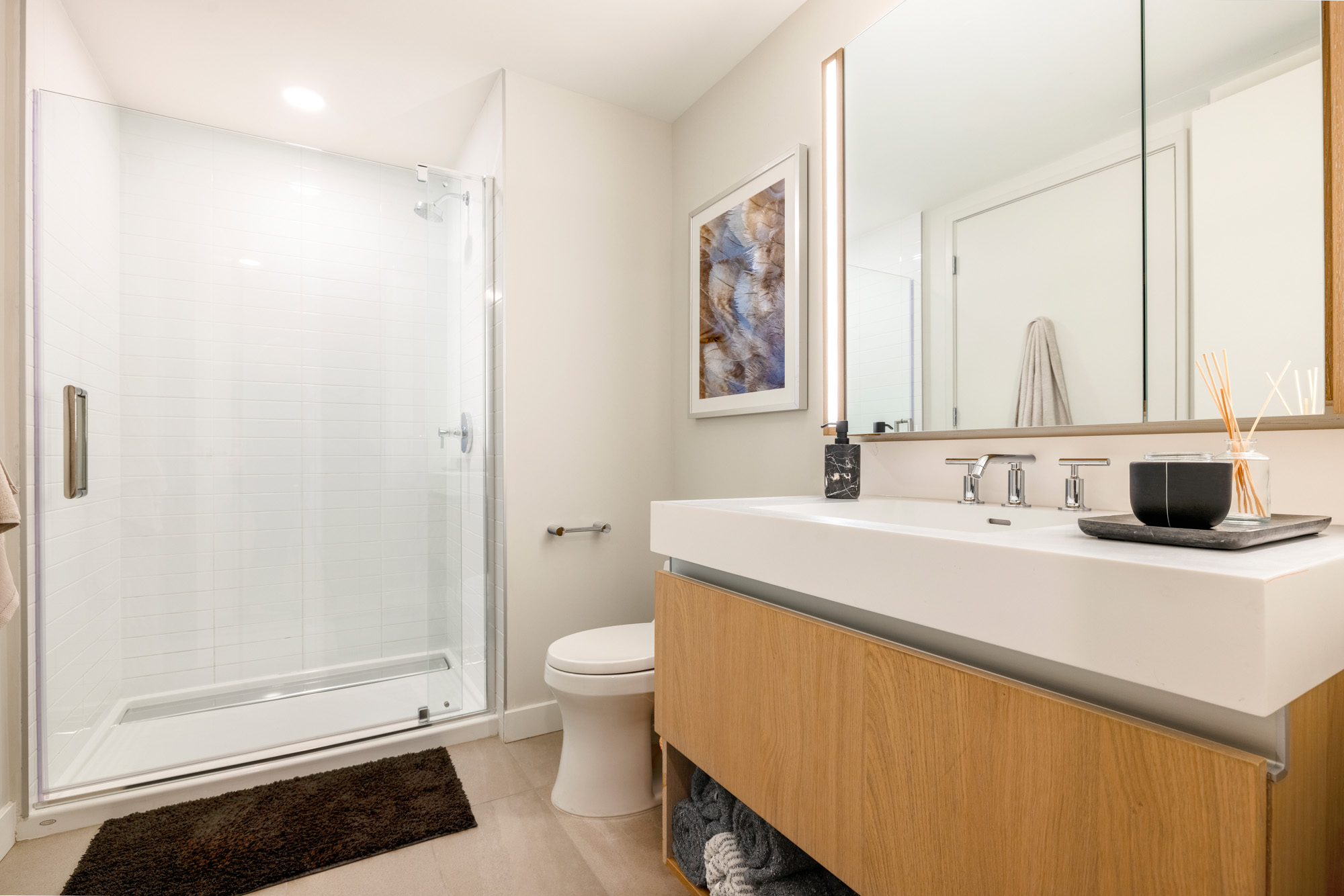 The bathroom in a Vela apartment in The Yards in Washington, DC.