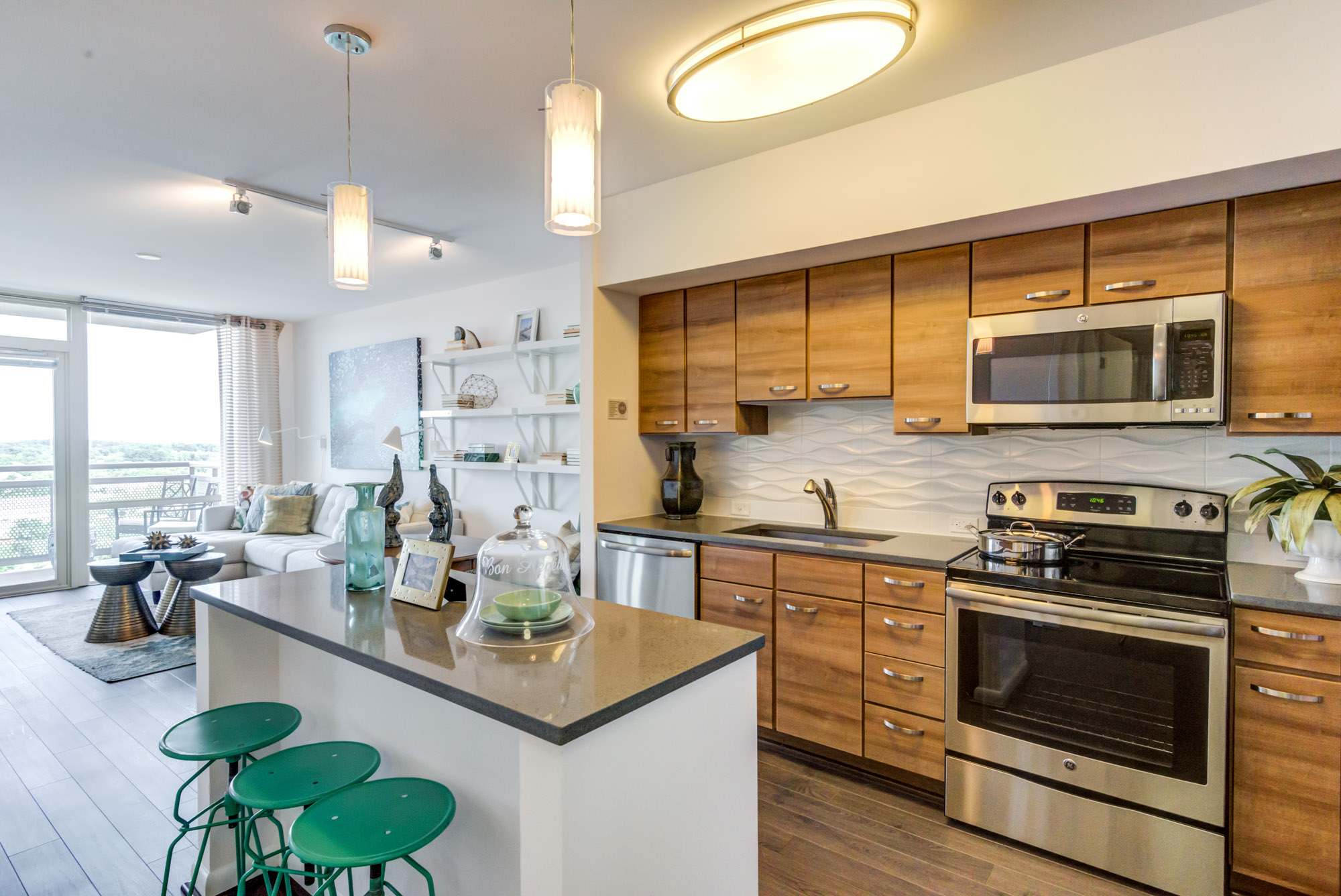 Living space at 8421 Broad apartments in McLean, Virginia.