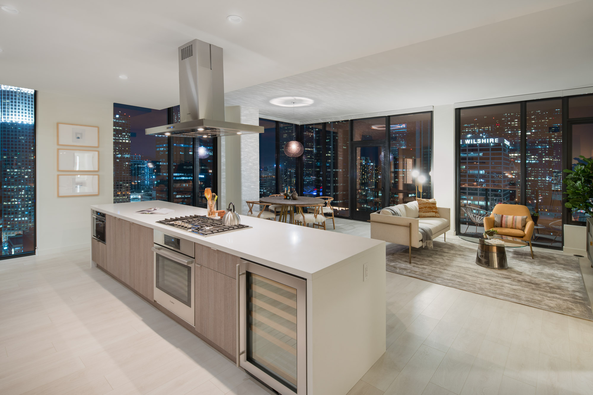 The living area in an Atelier apartment in downtown Los Angeles.