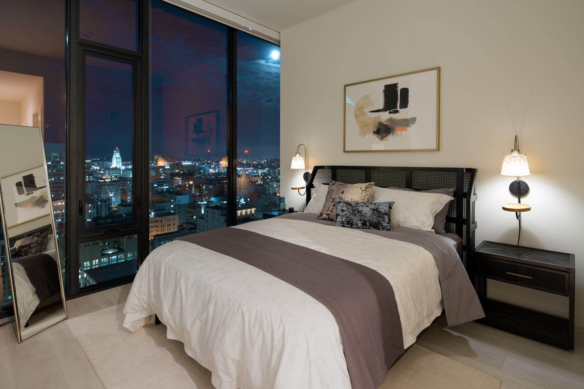 The bedroom in an Atelier apartment in downtown Los Angeles.