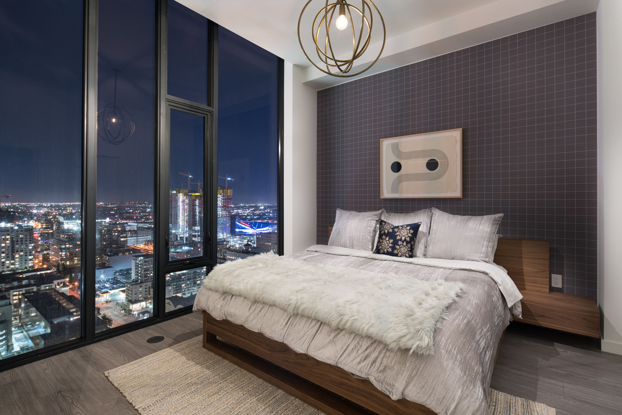 The bedroom in an Atelier apartment in downtown Los Angeles.