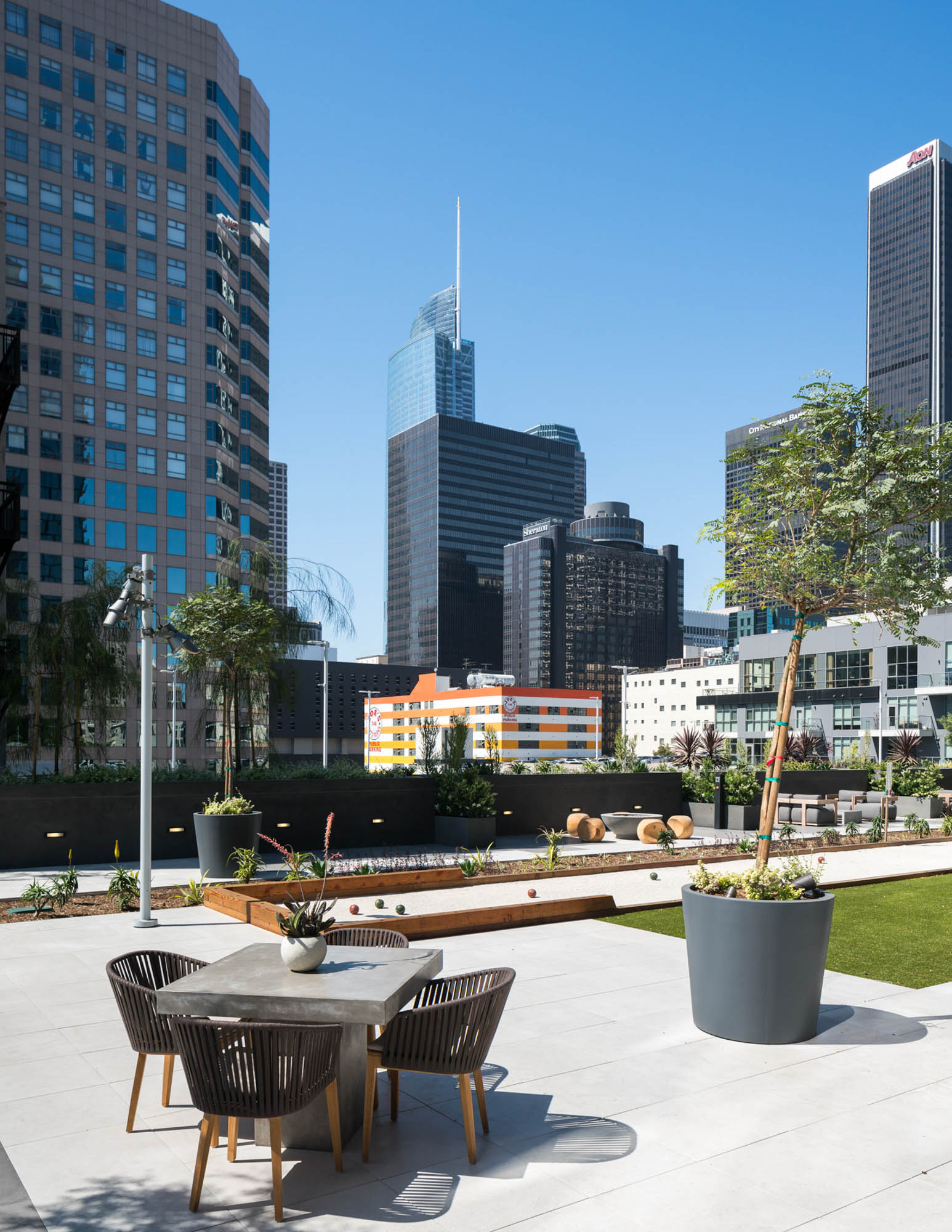 The courtyard at Atelier apartments in downtown Los Angeles.