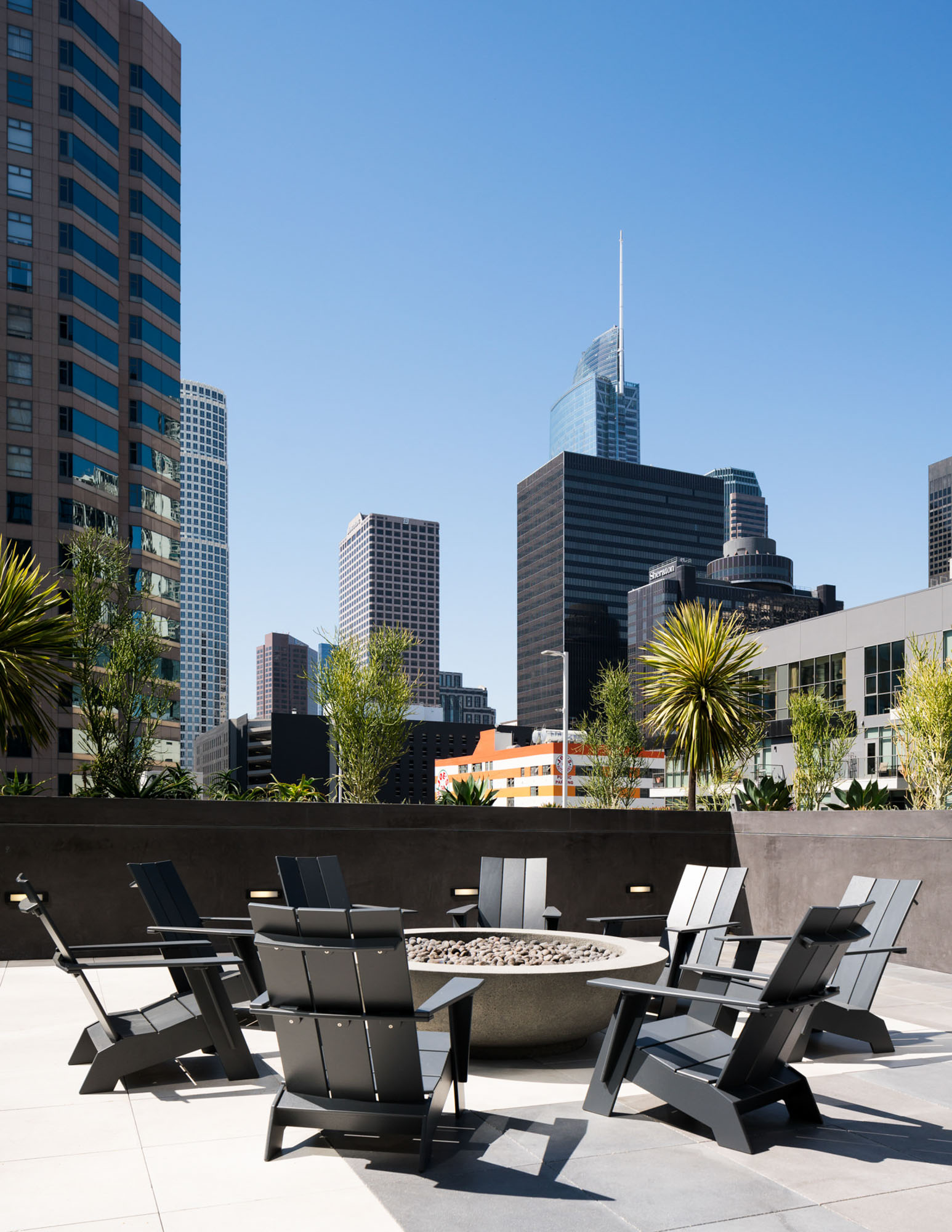 The terrace at Atelier apartments in downtown Los Angeles.