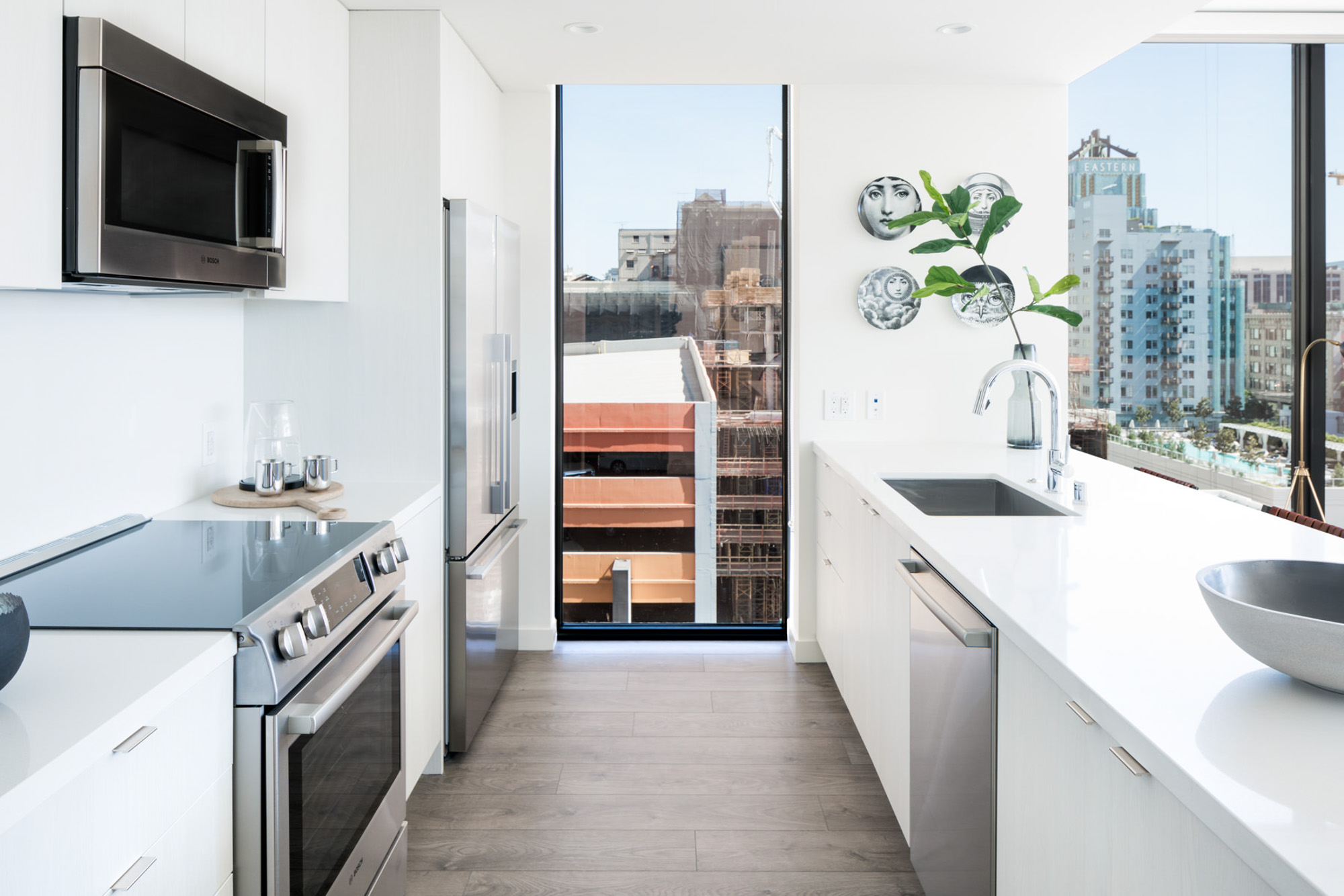 The kitchen in an Atelier apartment in downtown Los Angeles.