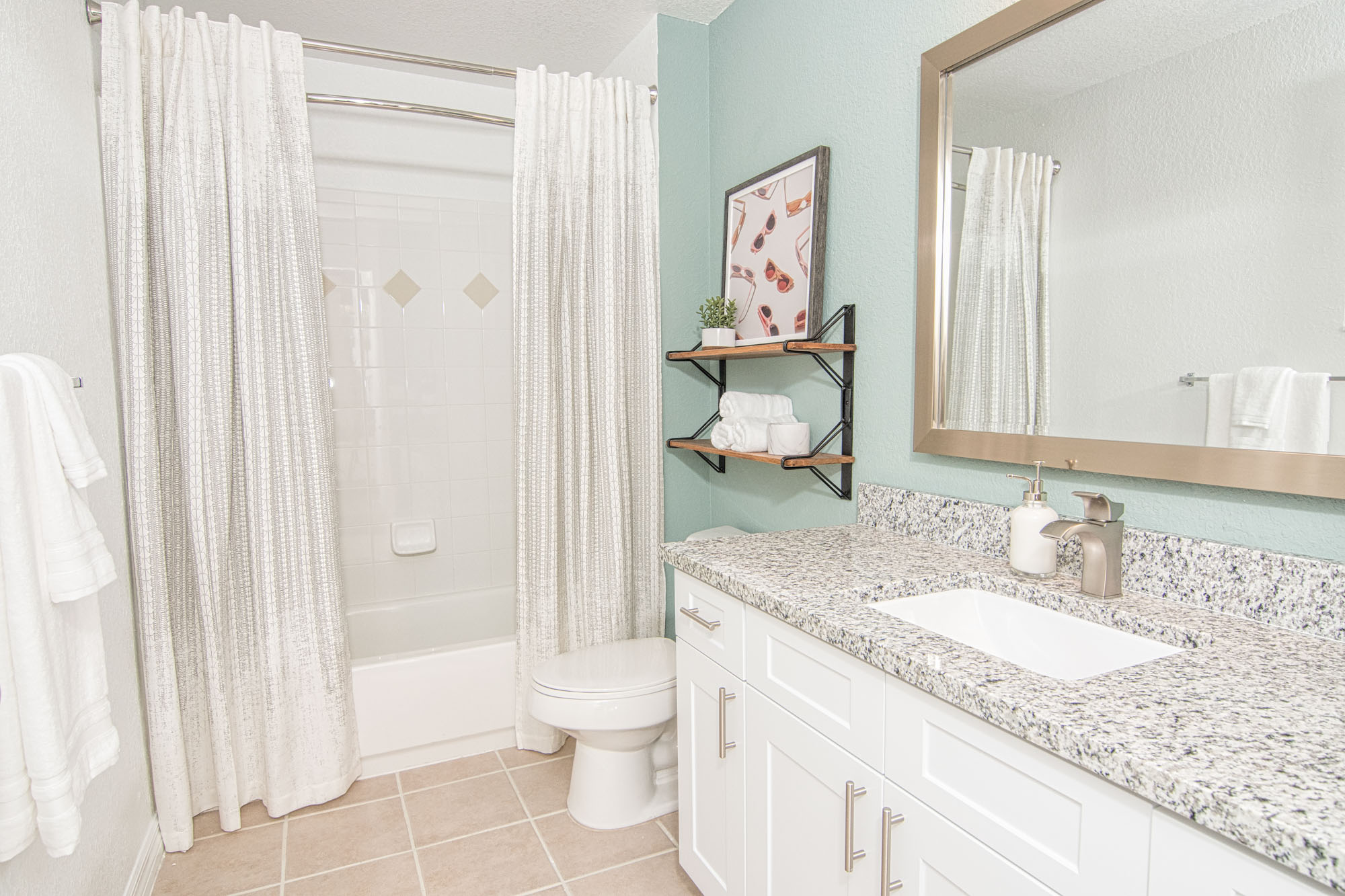 A bathroom at Solano at Miramar apartments in Miramar, FL.