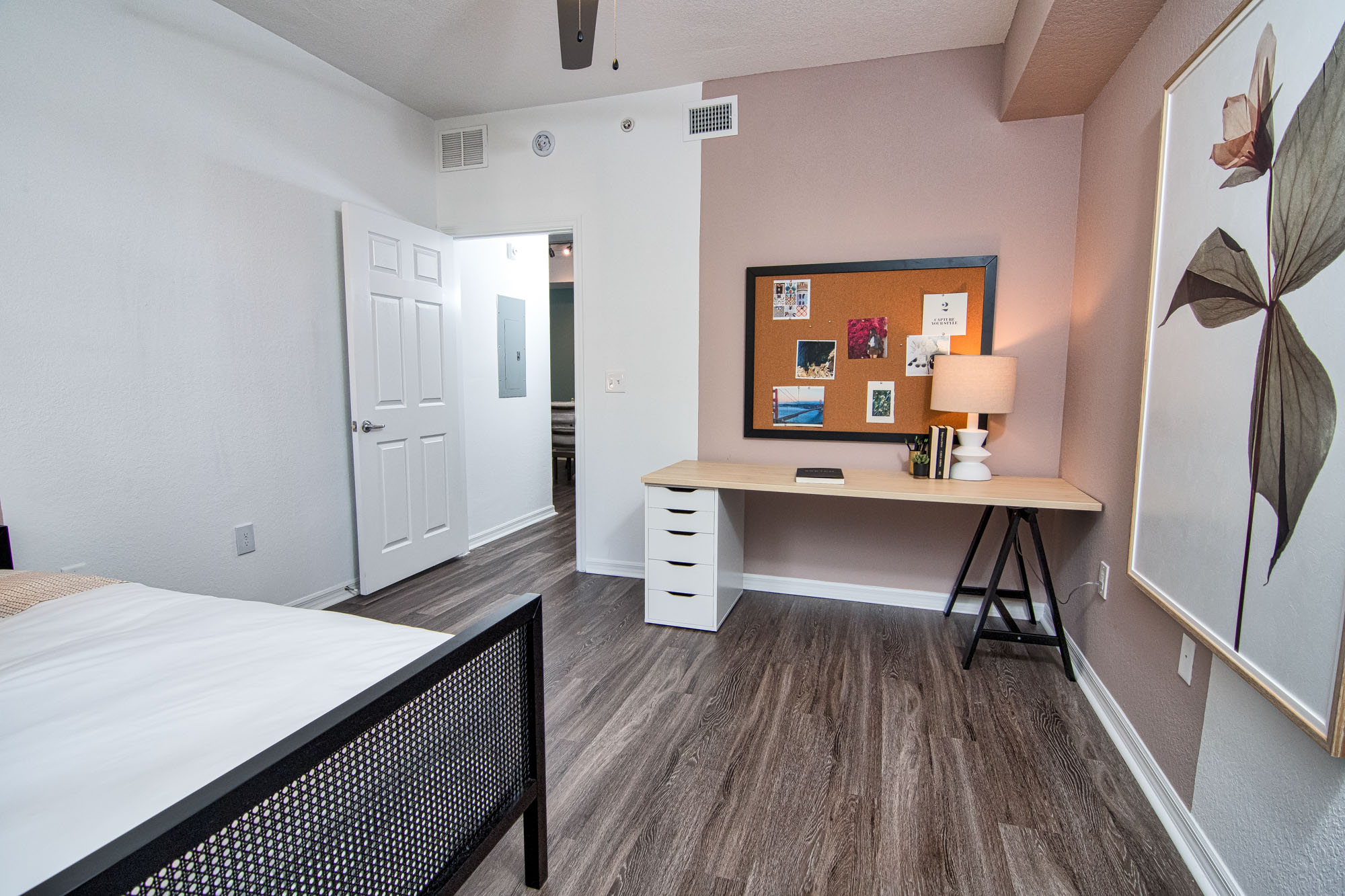 A bedroom at Solano at Miramar apartments in Miramar, FL.