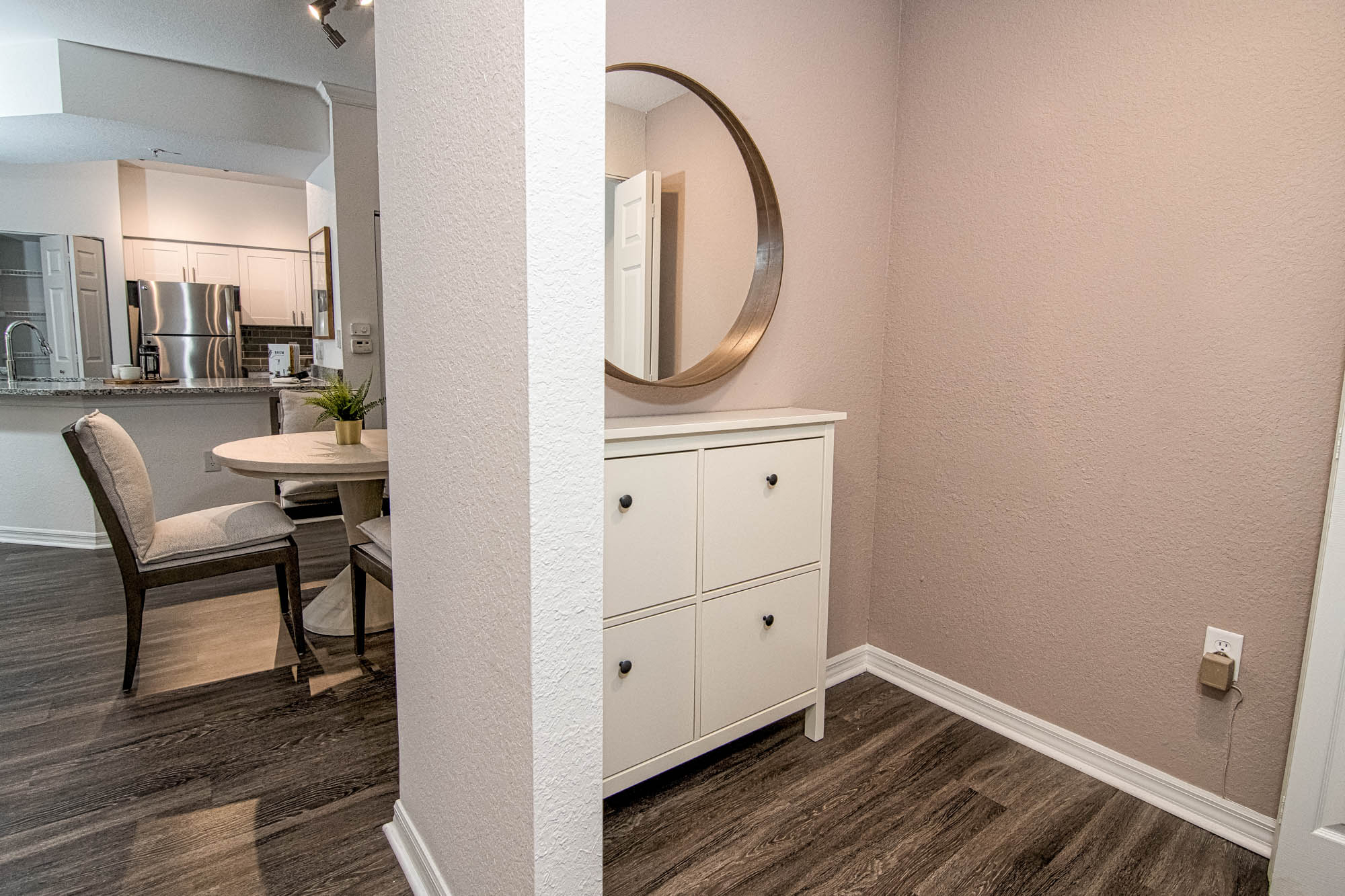 A hallway at Solano at Miramar apartments in Miramar, FL.