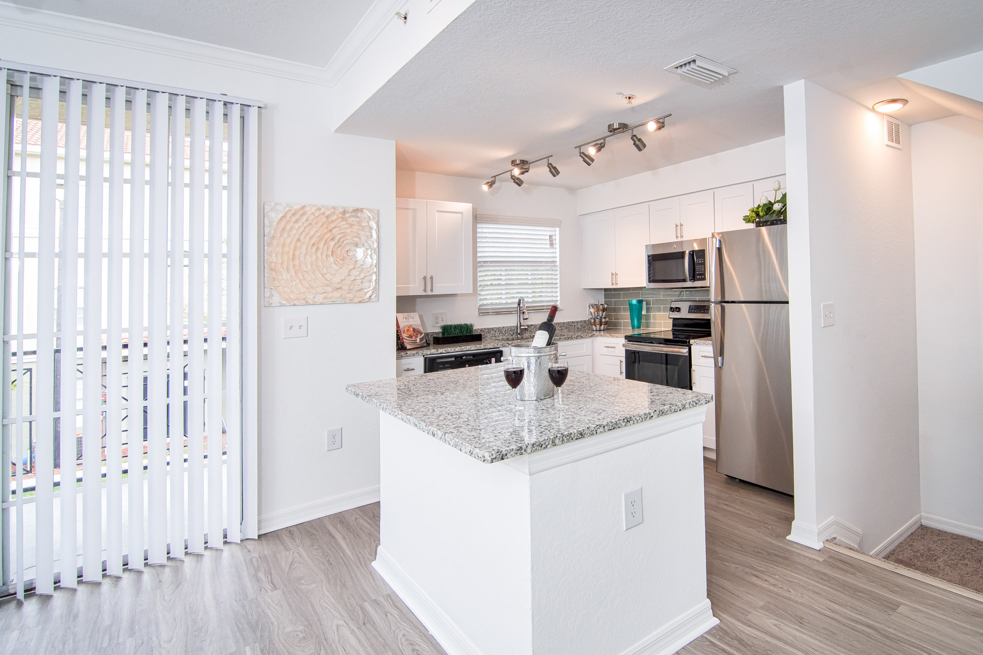 A kitchen at Solano at Miramar apartments in Miramar, FL.