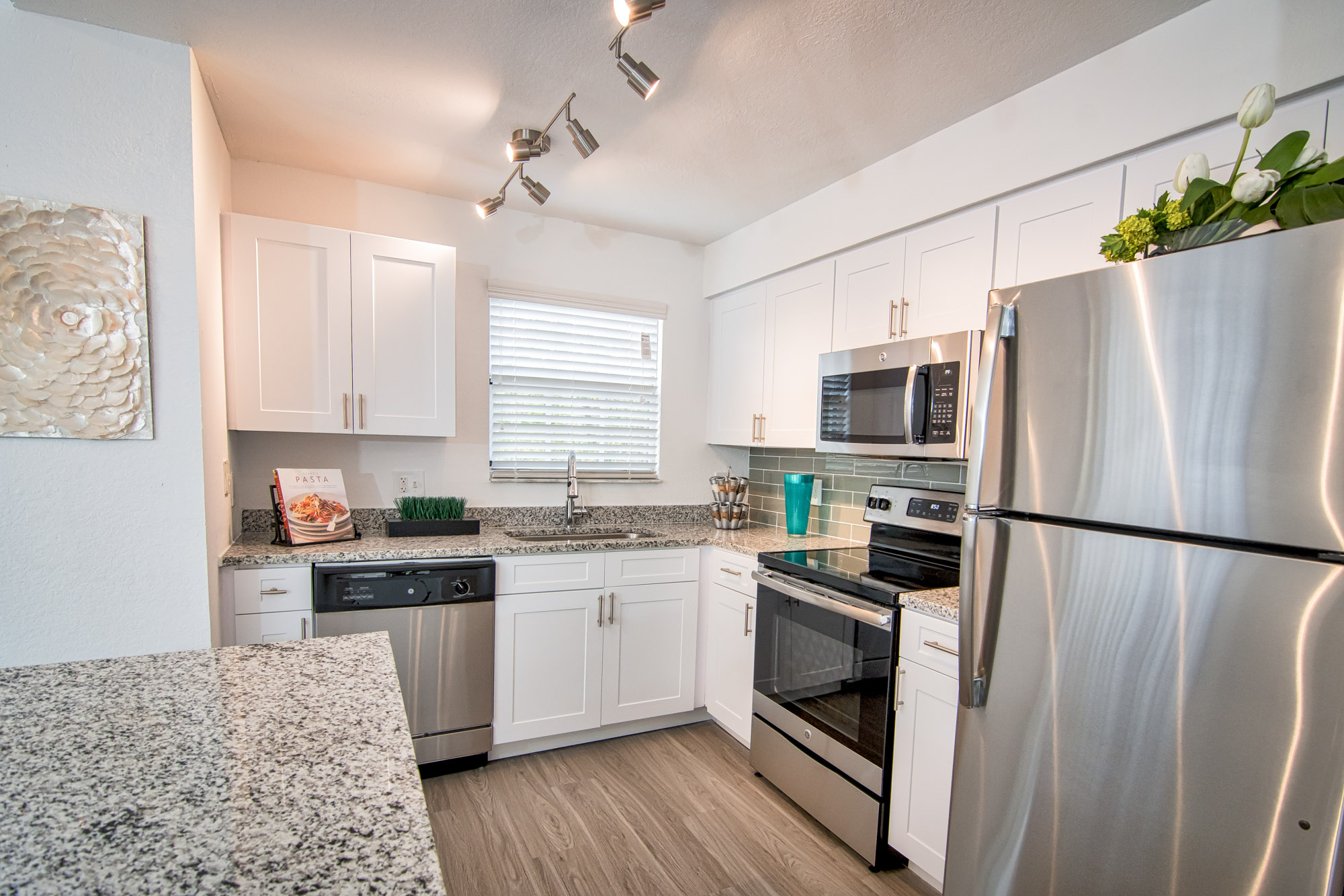 A kitchen at Solano at Miramar apartments in Miramar, FL.