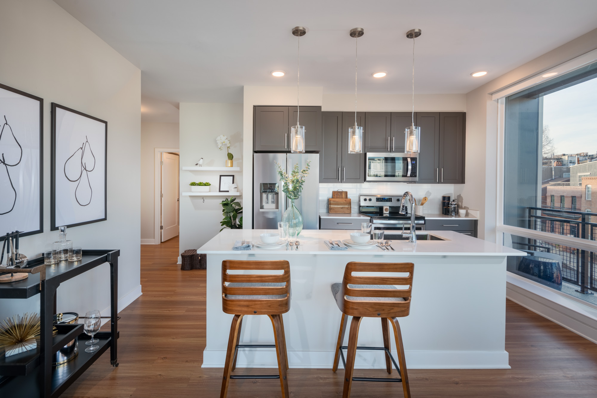 The kitchen in an apartment at 1110 Key Federal Hill in Baltimore, Maryland.