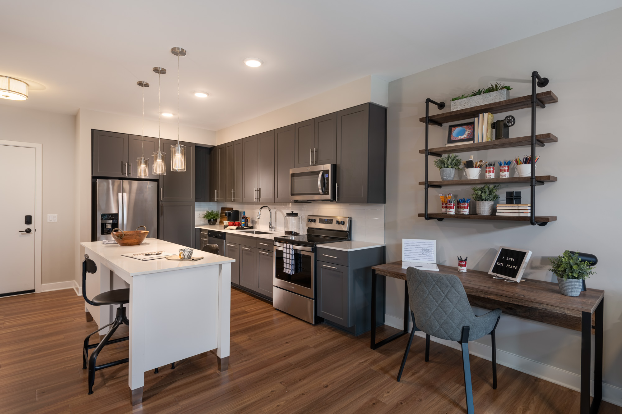 The kitchen in an apartment at 1110 Key Federal Hill in Baltimore, Maryland.