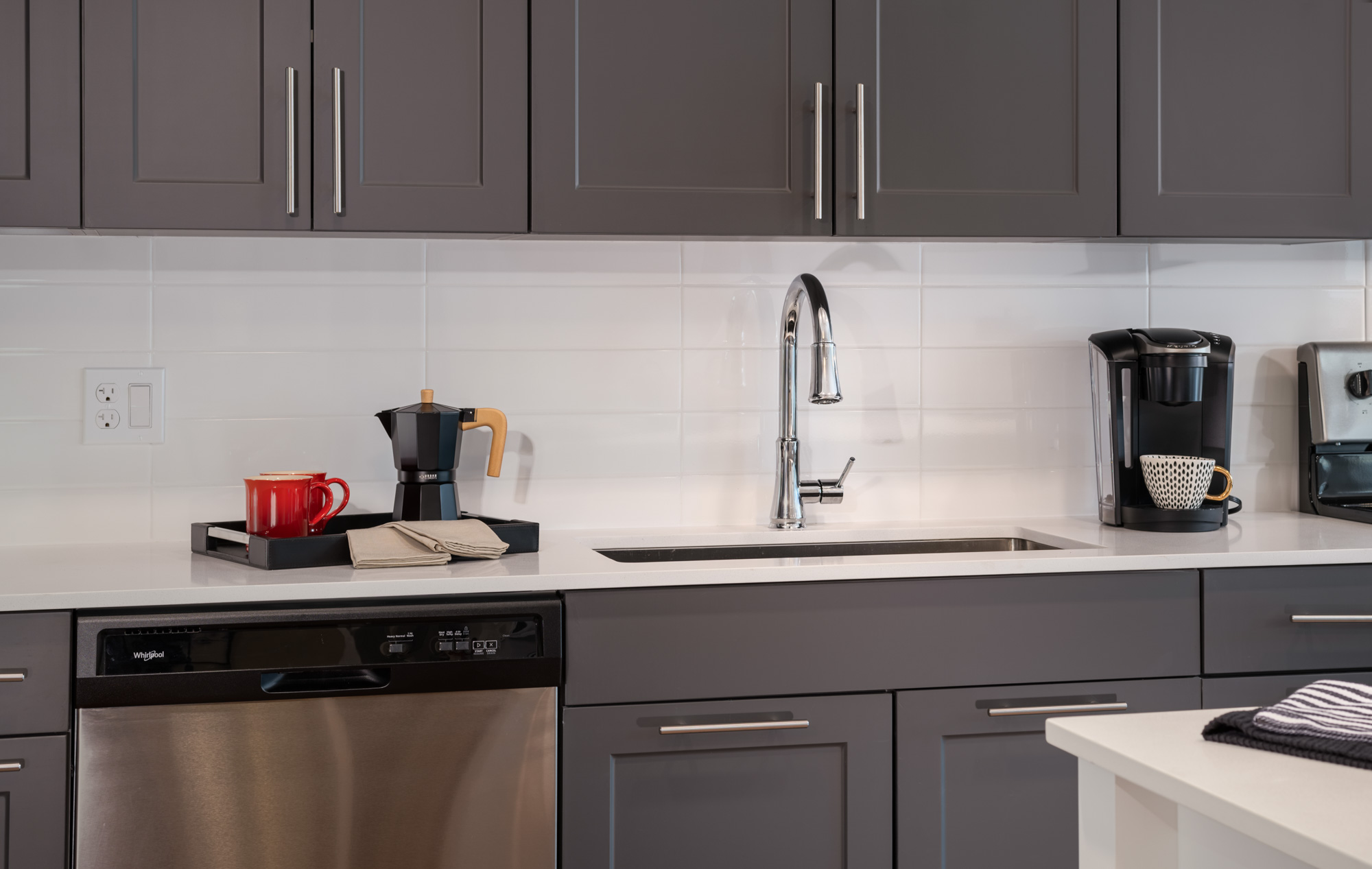 The kitchen in an apartment at 1110 Key Federal Hill in Baltimore, Maryland.