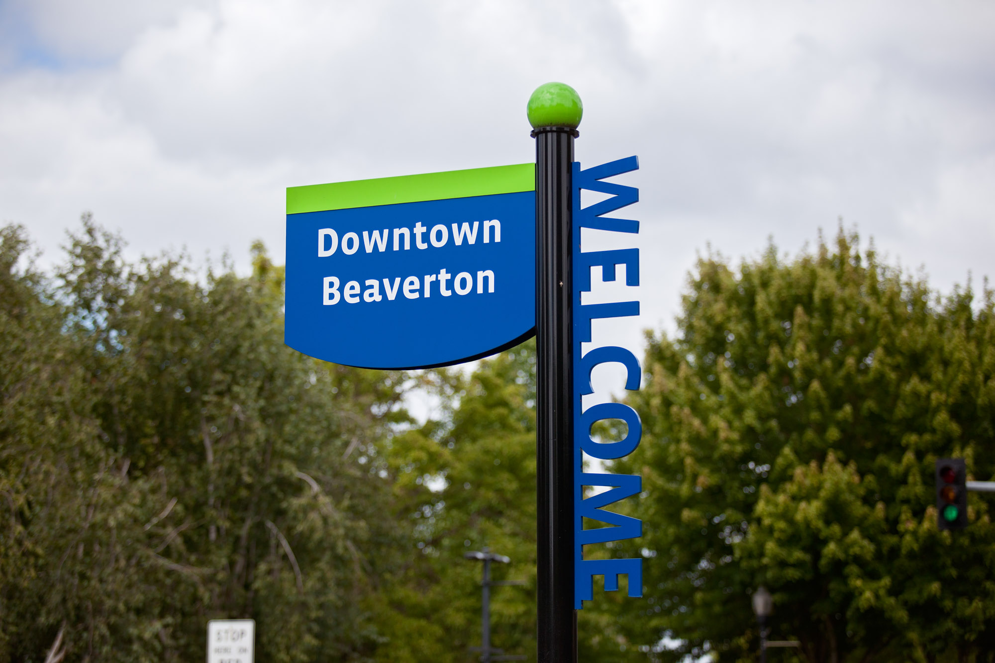 The sign for Downtown Beaverton near Verso apartments in Beaverton, Oregon.