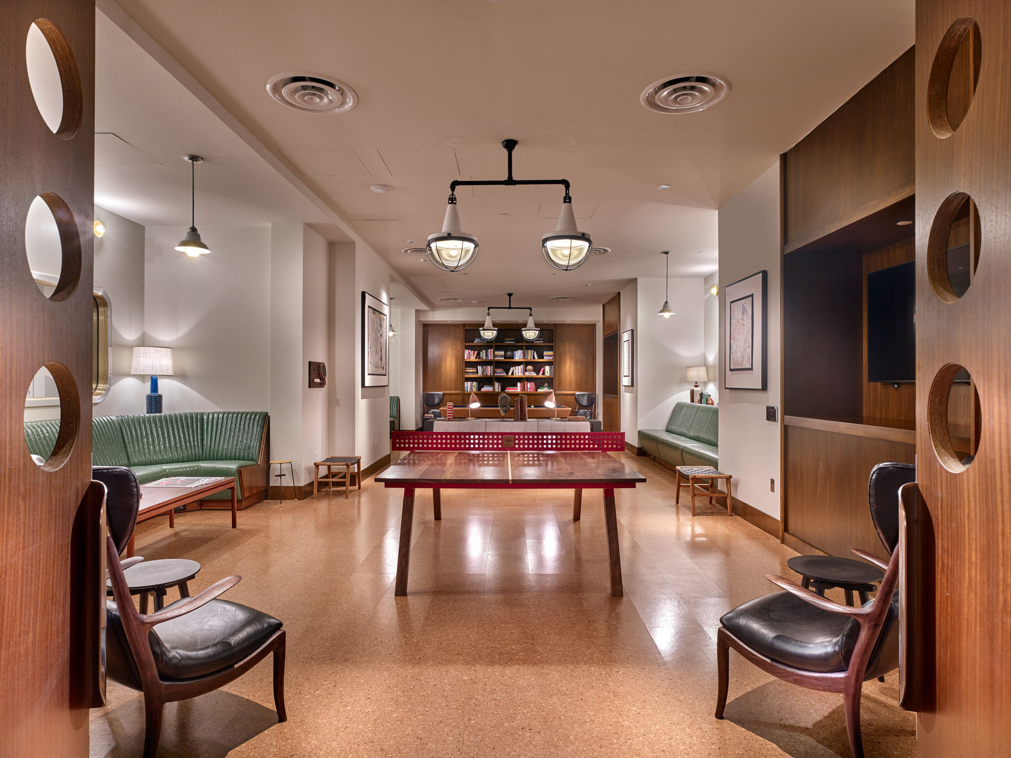 The game room in The Eugene apartment in Manhattan, New York.