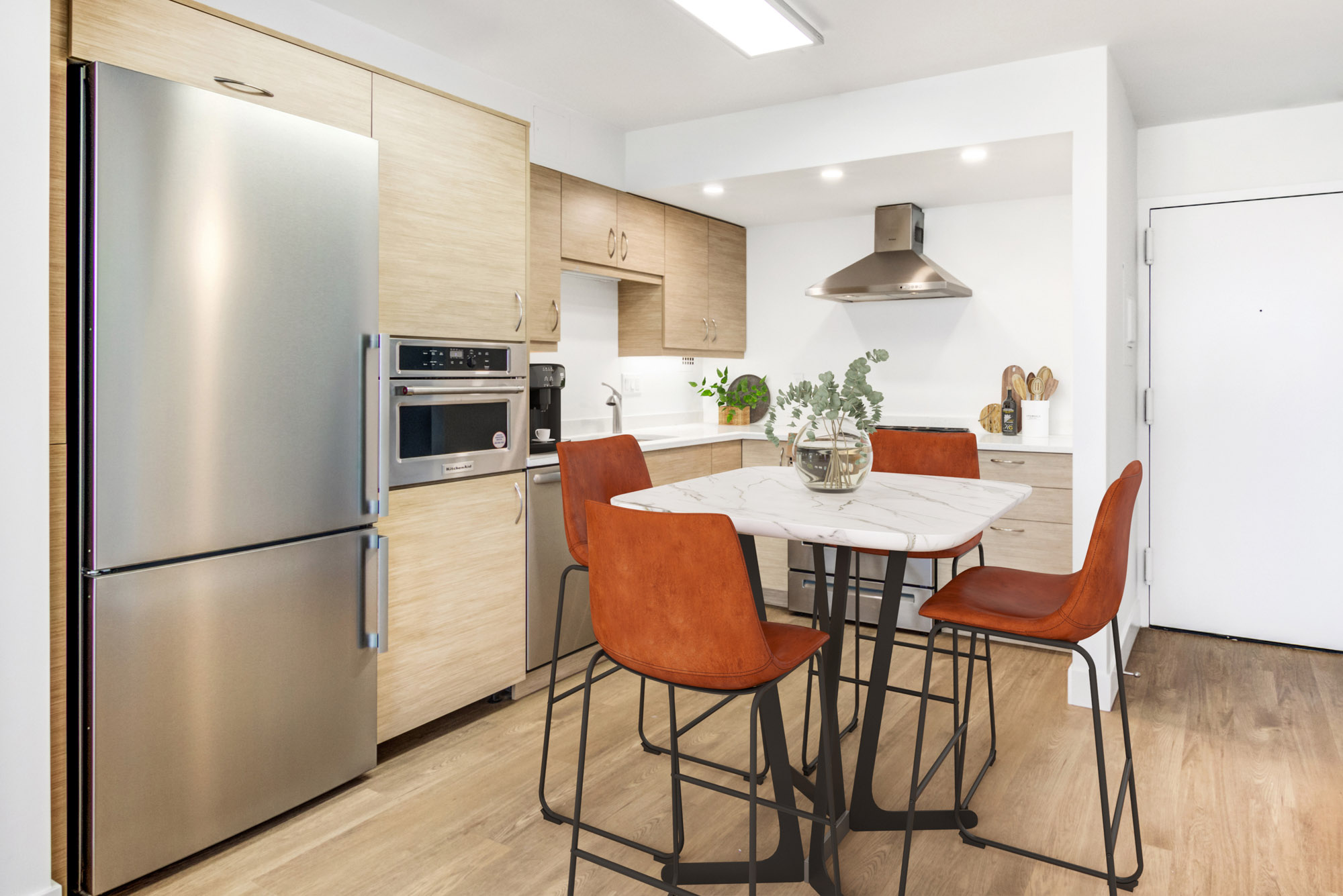 The kitchen in a Church Park apartment in Boston, Massachusetts.