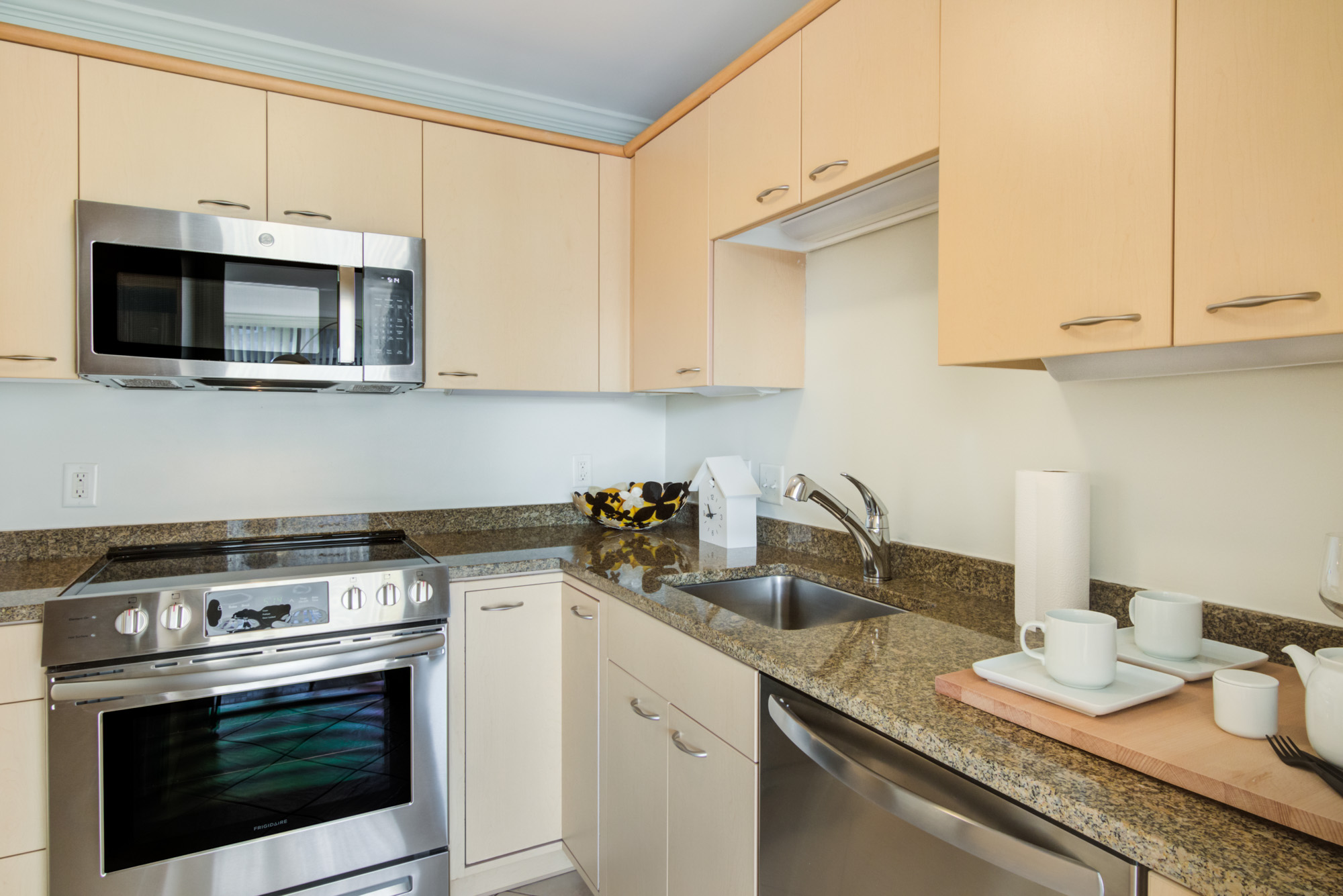 The kitchen in a Church Park apartment in Boston, Massachusetts.