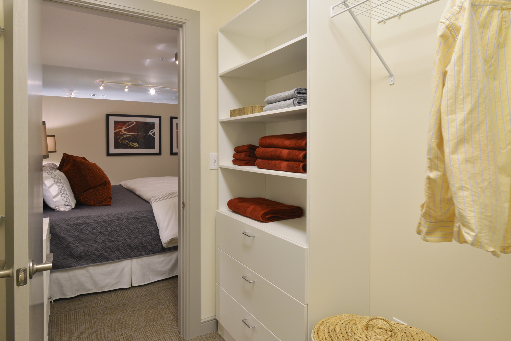 Bedroom closet at The Continental in Dallas, TX