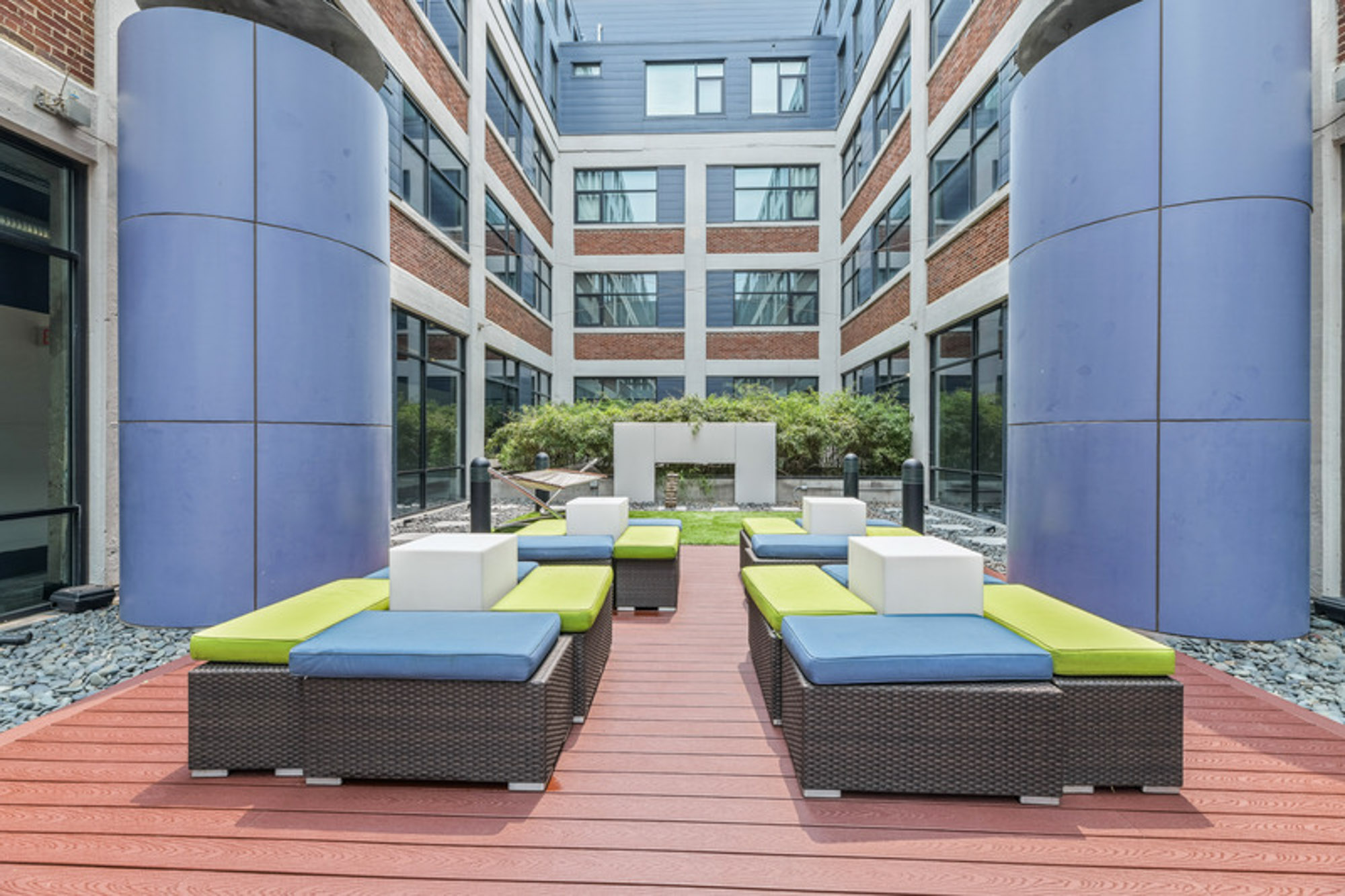 The courtyard at Foundry Lofts apartments in Washington, D.C.