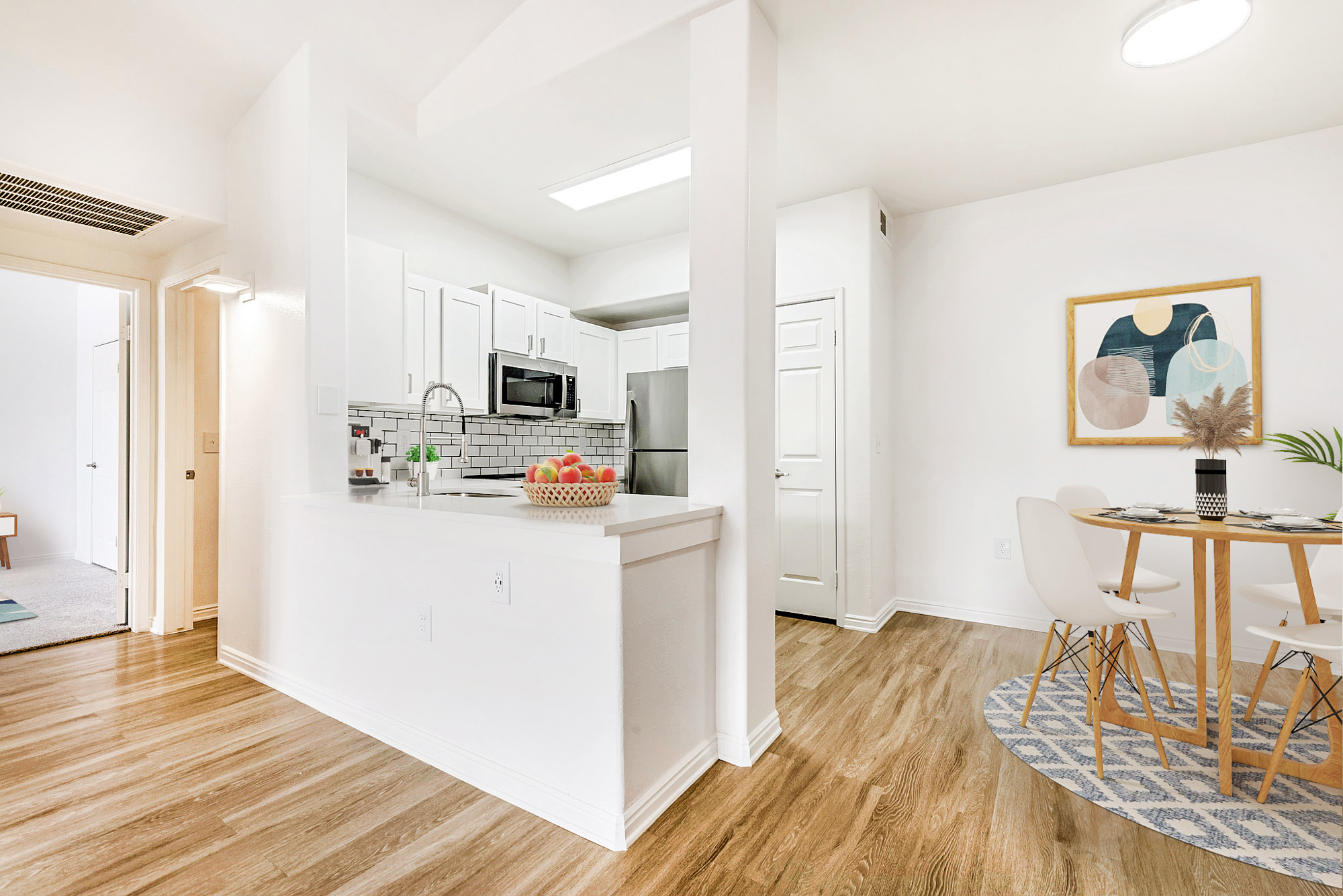 A kitchen at Eagle Ridge apartments in Denver, CO.