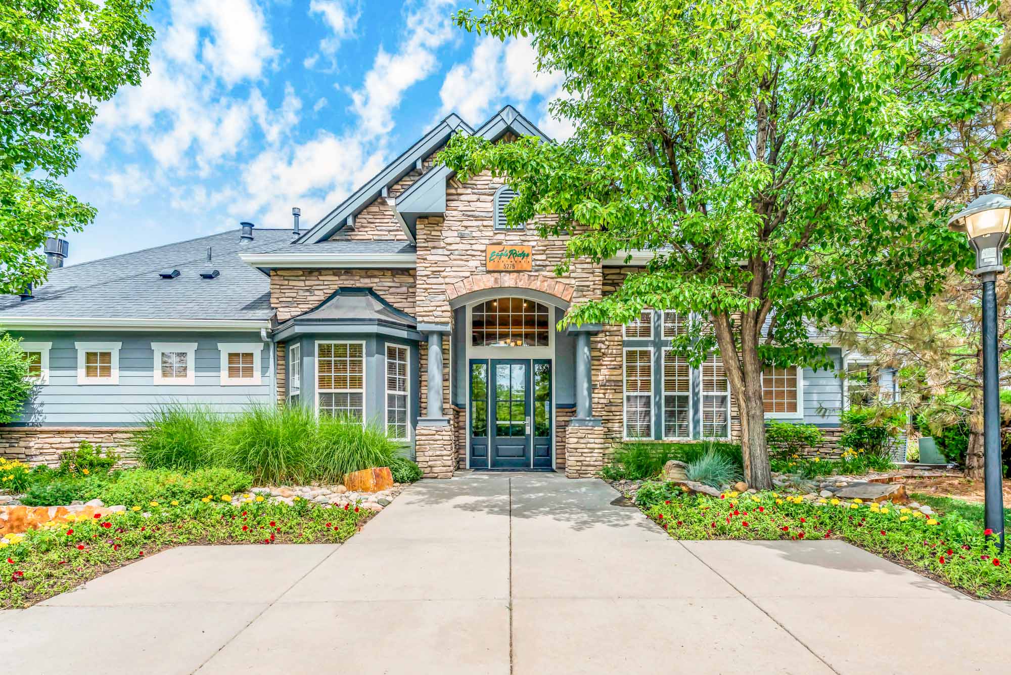 The exterior at Eagle Ridge apartments in Denver, CO.