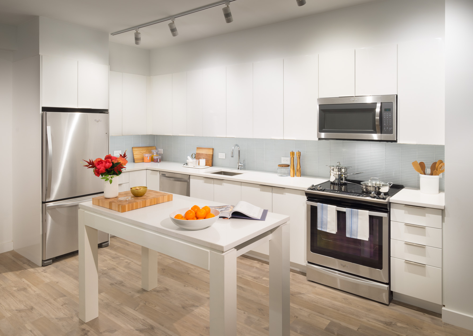 The kitchen in a VYV apartment in Jersey City.