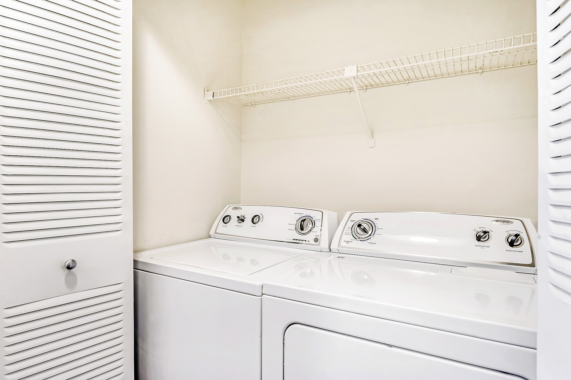 The washer and dryer of an apartment at South Pointe in Tampa, Florida.