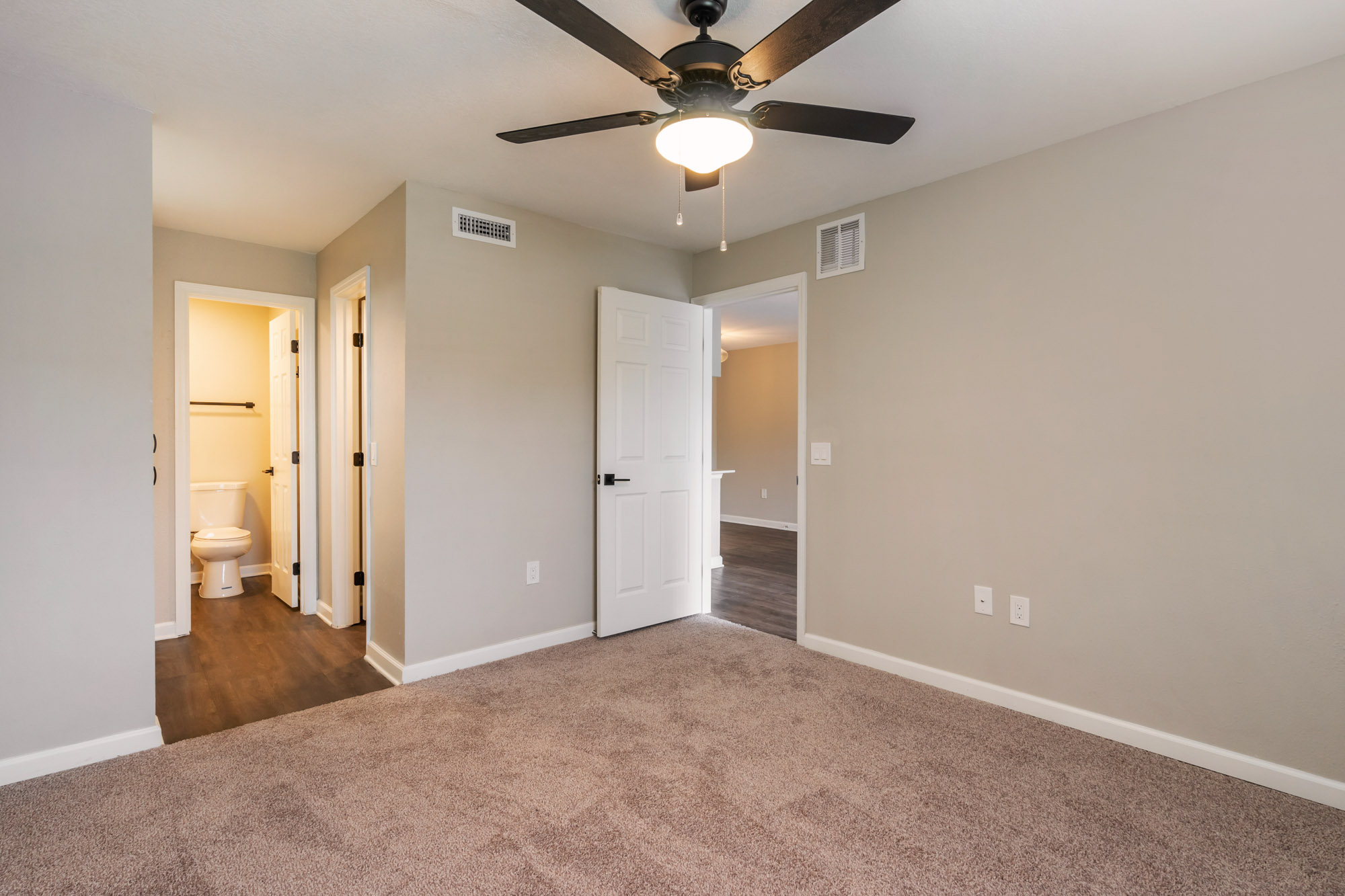 The bedroom in an apartment in St. James Crossing in Tampa, Florida.