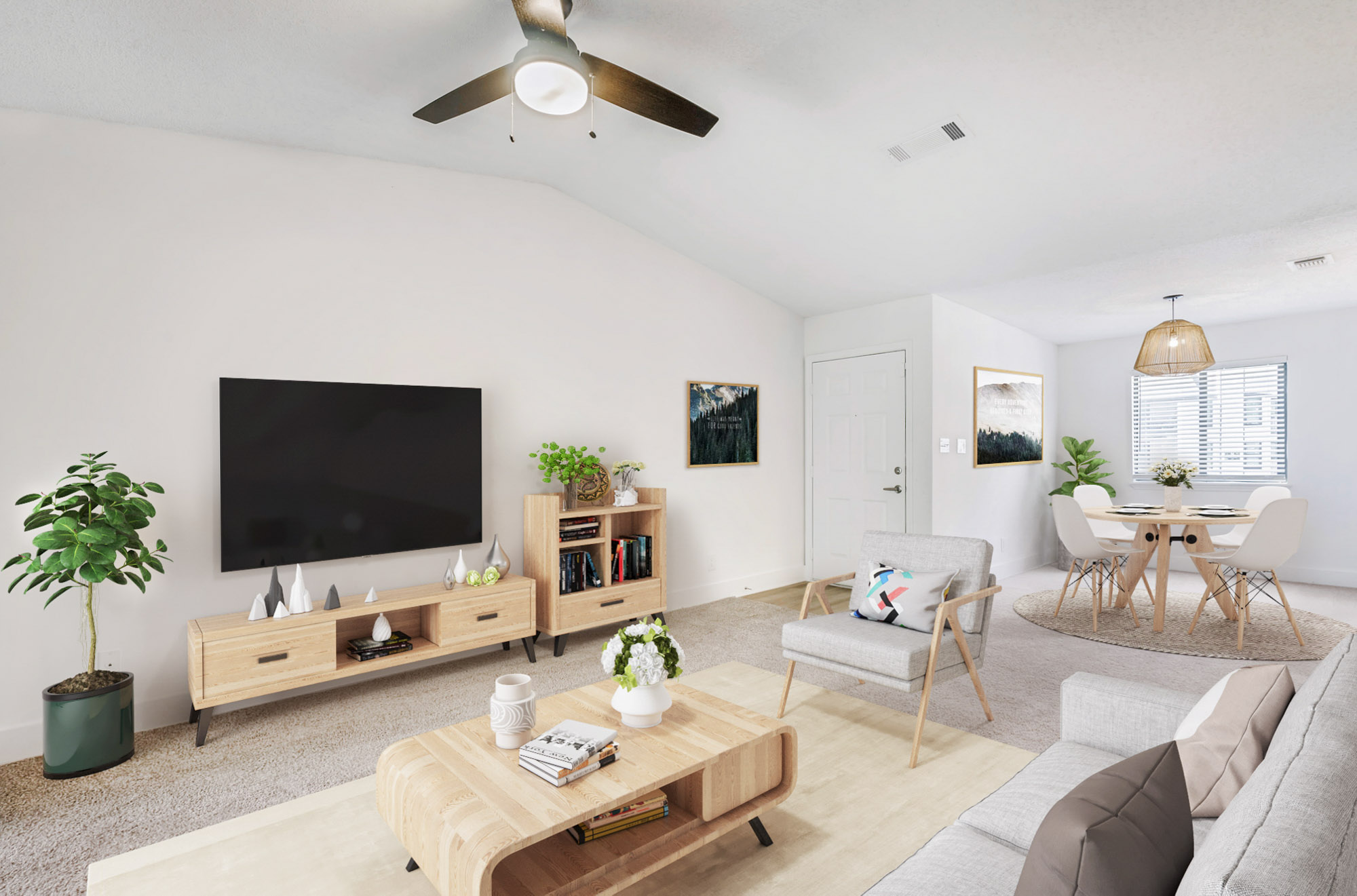 The living area in an apartment at The Dawson in Tampa, Florida.