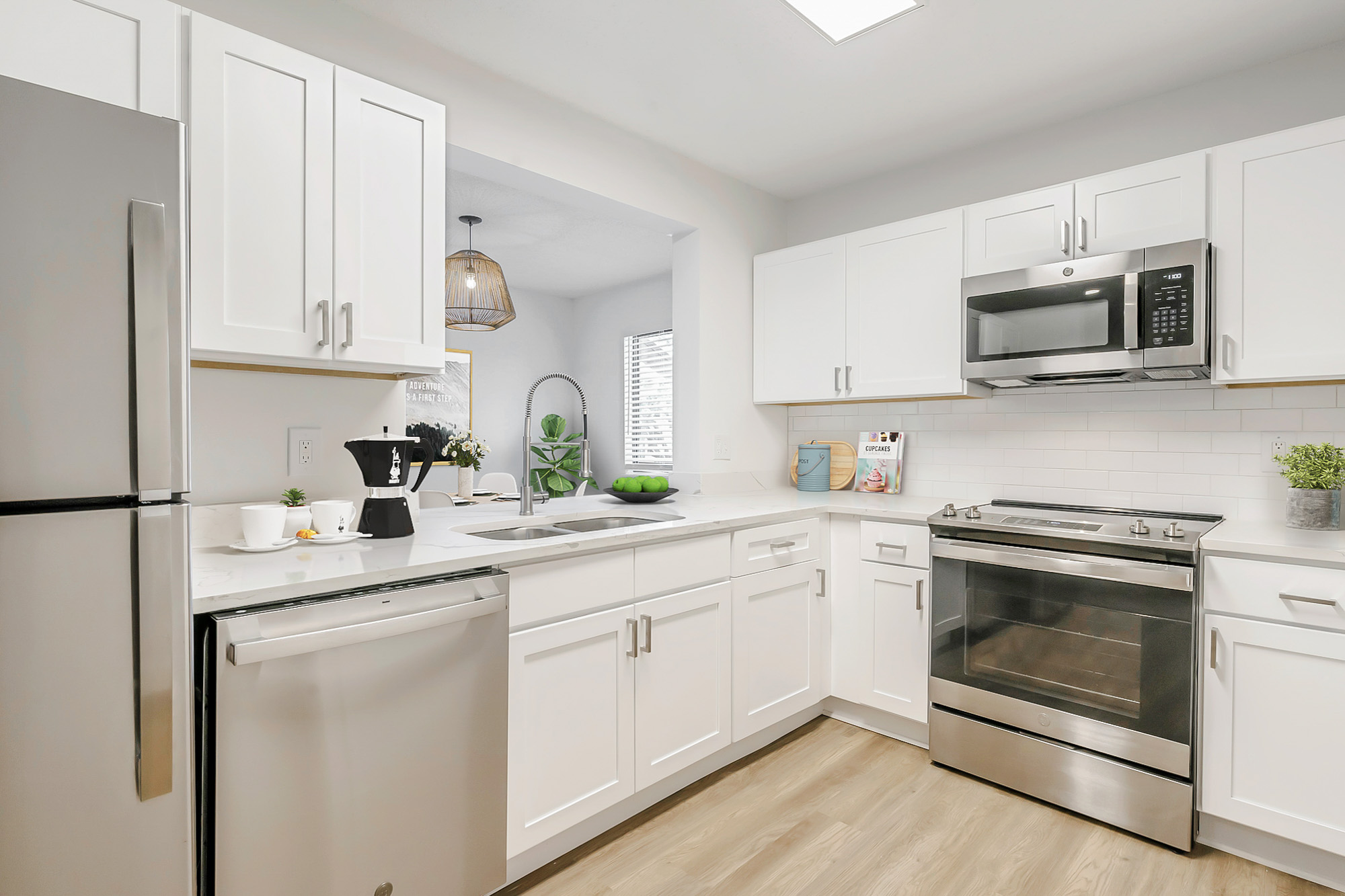 The kitchen in an apartment at The Dawson in Tampa, Florida.