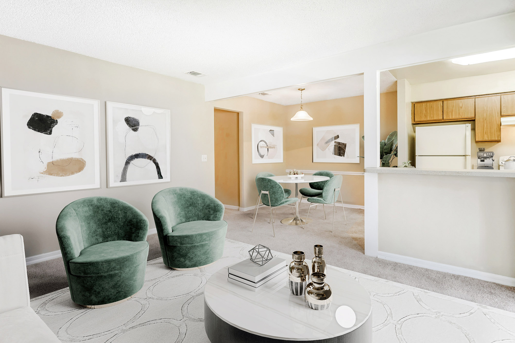 The interior of a living area at Oak Ramble apartments in Tampa, FL.