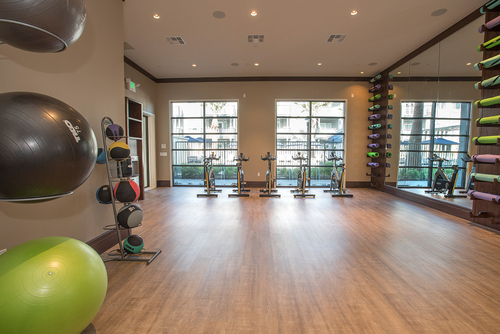 The spin and yoga studio at Vintage apartments in Pleasanton, California.