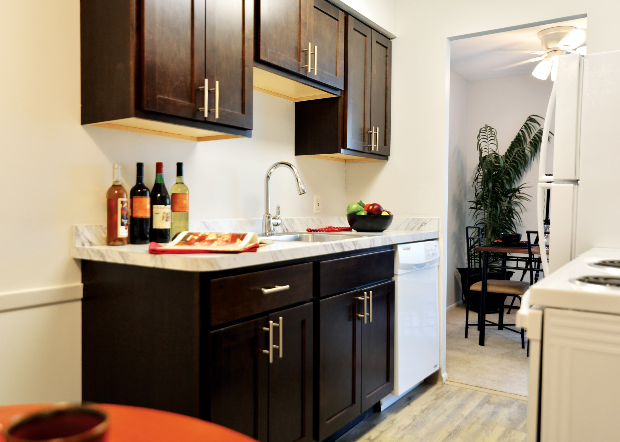 A kitchen at Chestnut Lake apartments in Strongsville, OH