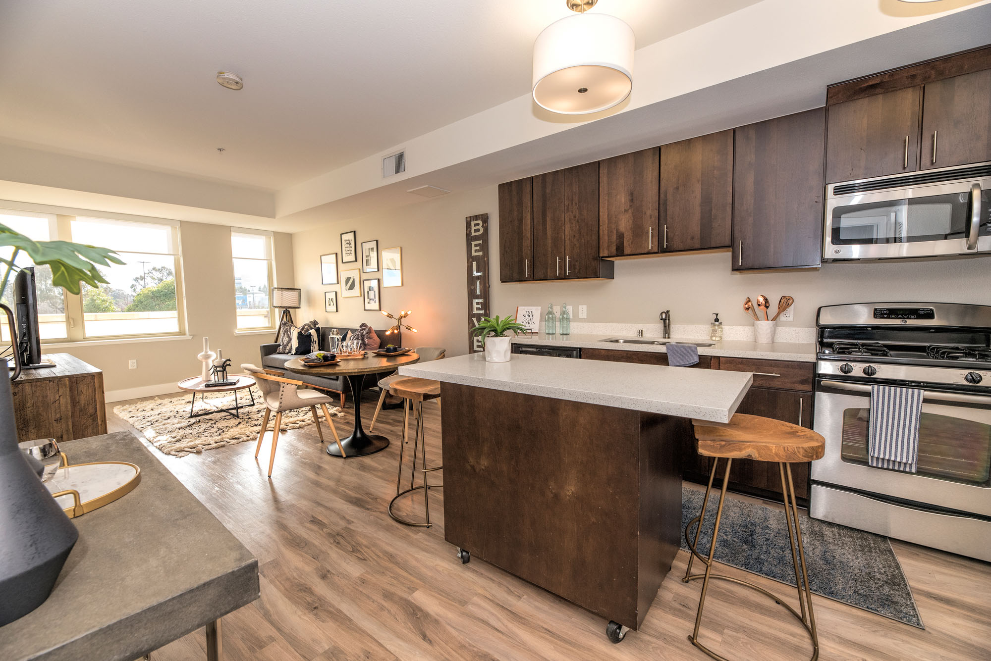 Kitchen at the Village of Residences apartments in Mountain View, CA