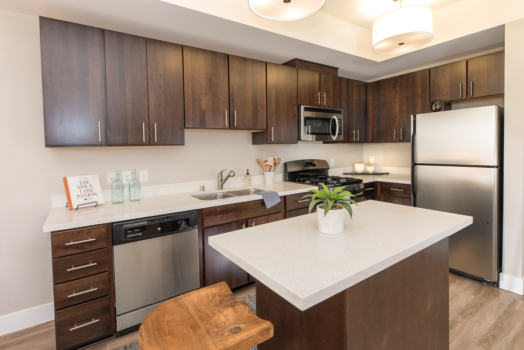 Kitchen at the Village of Residences apartments in Mountain View, CA