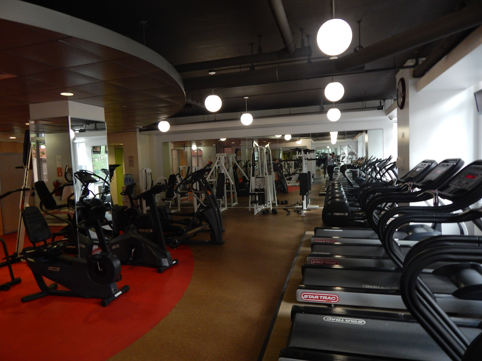 The fitness center at 111 Worth apartments in New York, NY.