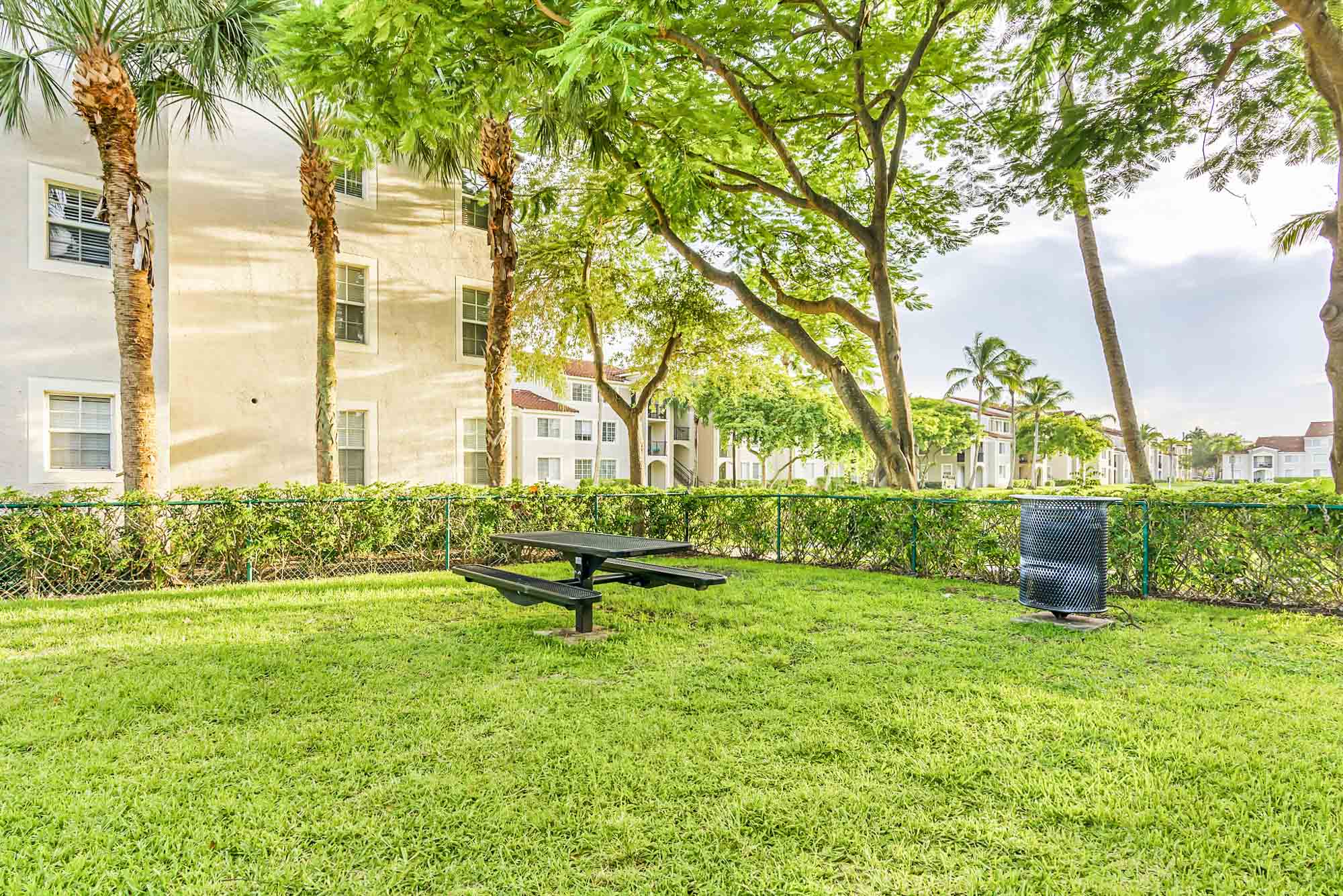 The picnic area at Miramar Lake in Fort Lauderdale, FL.